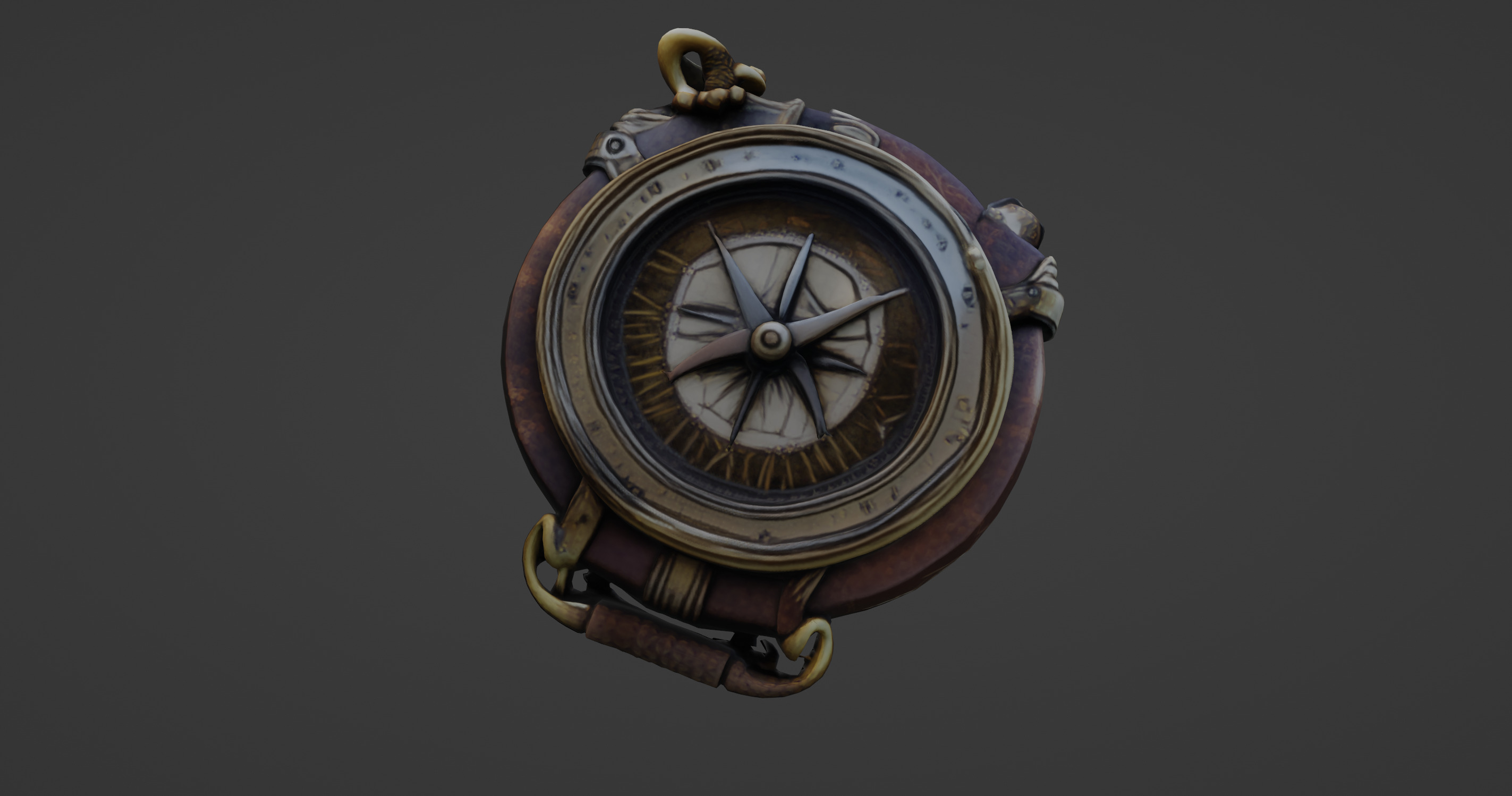 Steampunk Pocket Compass 3D Model 3D model_3