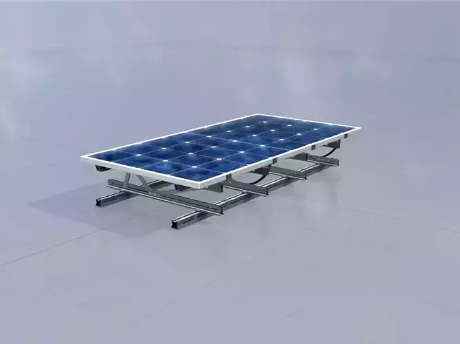 Solar module version 3 2x4m tilt angle 0 degrees with stand Low-poly 3D model