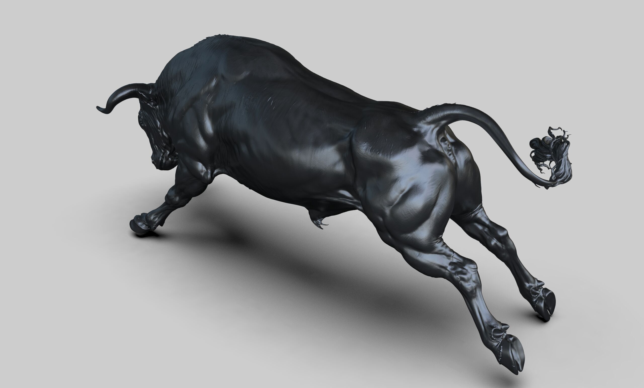 Jumping Bull   I   3D Sculpting 3D print model_15
