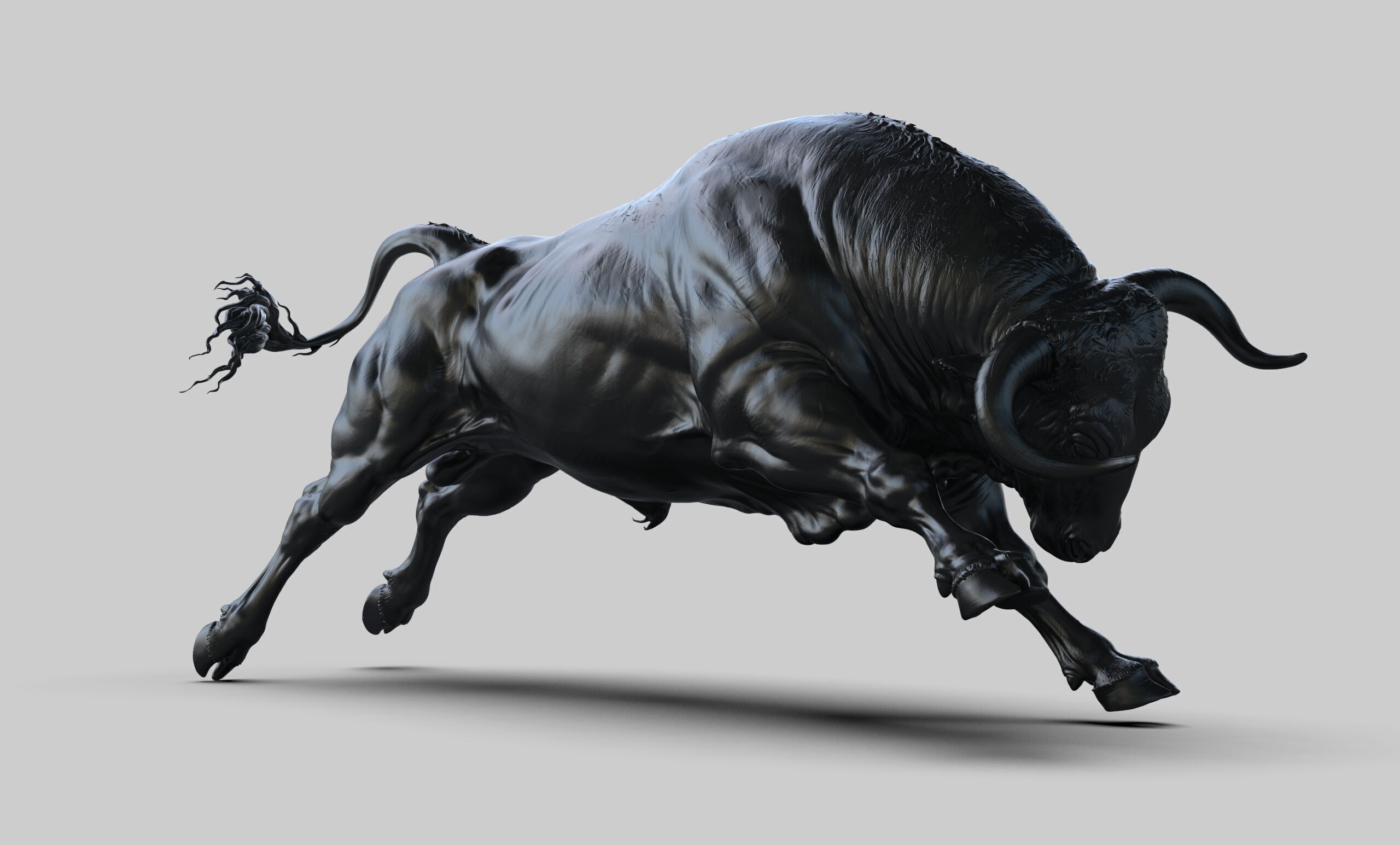 Jumping Bull   I   3D Sculpting 3D print model_16