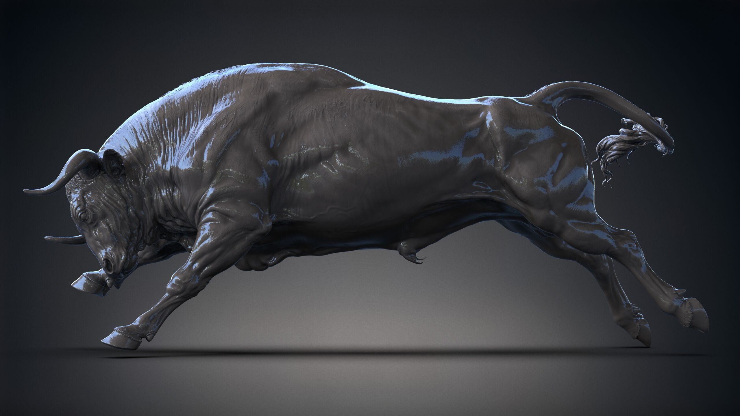 Jumping Bull   I   3D Sculpting 3D print model_6