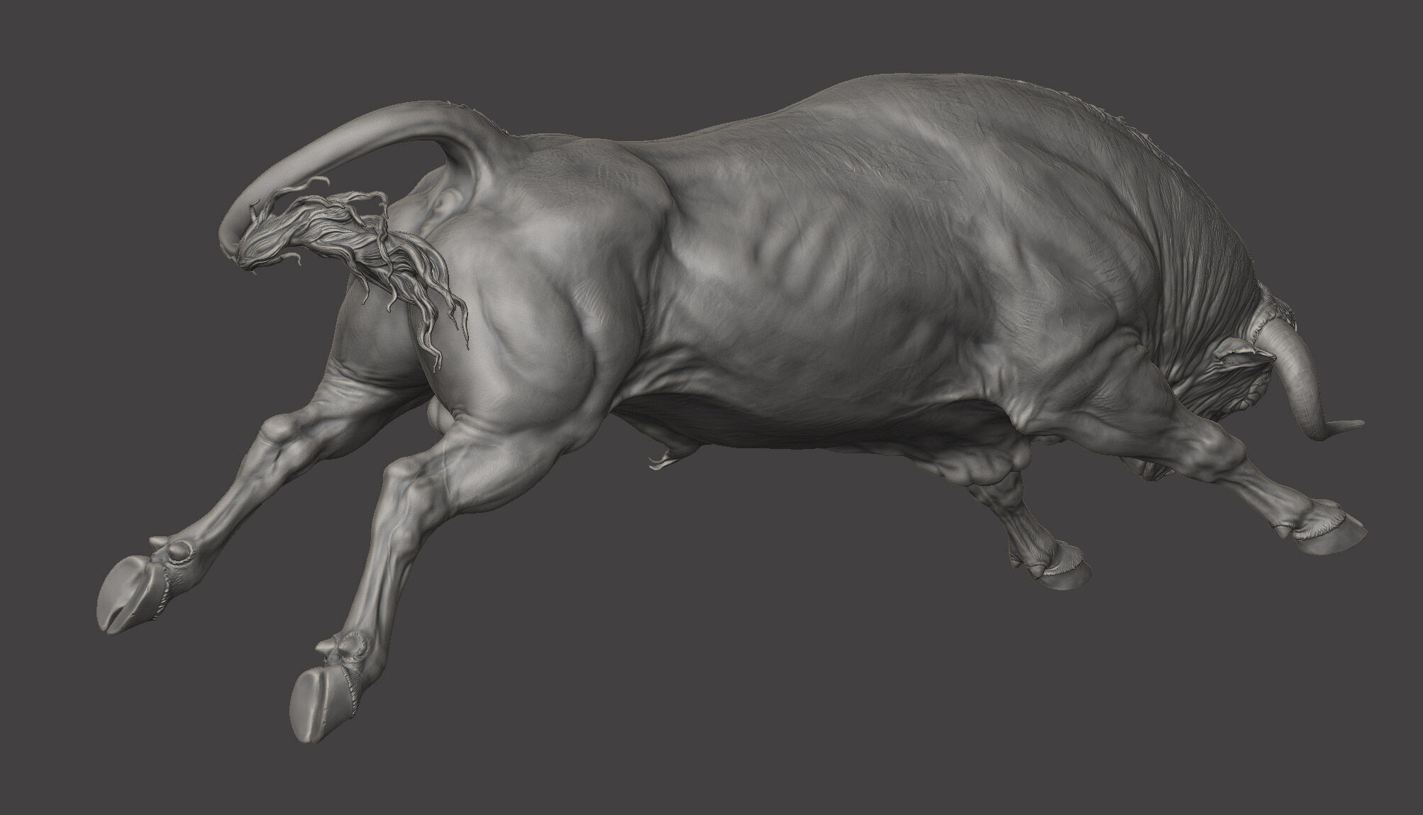 Jumping Bull   I   3D Sculpting 3D print model_28