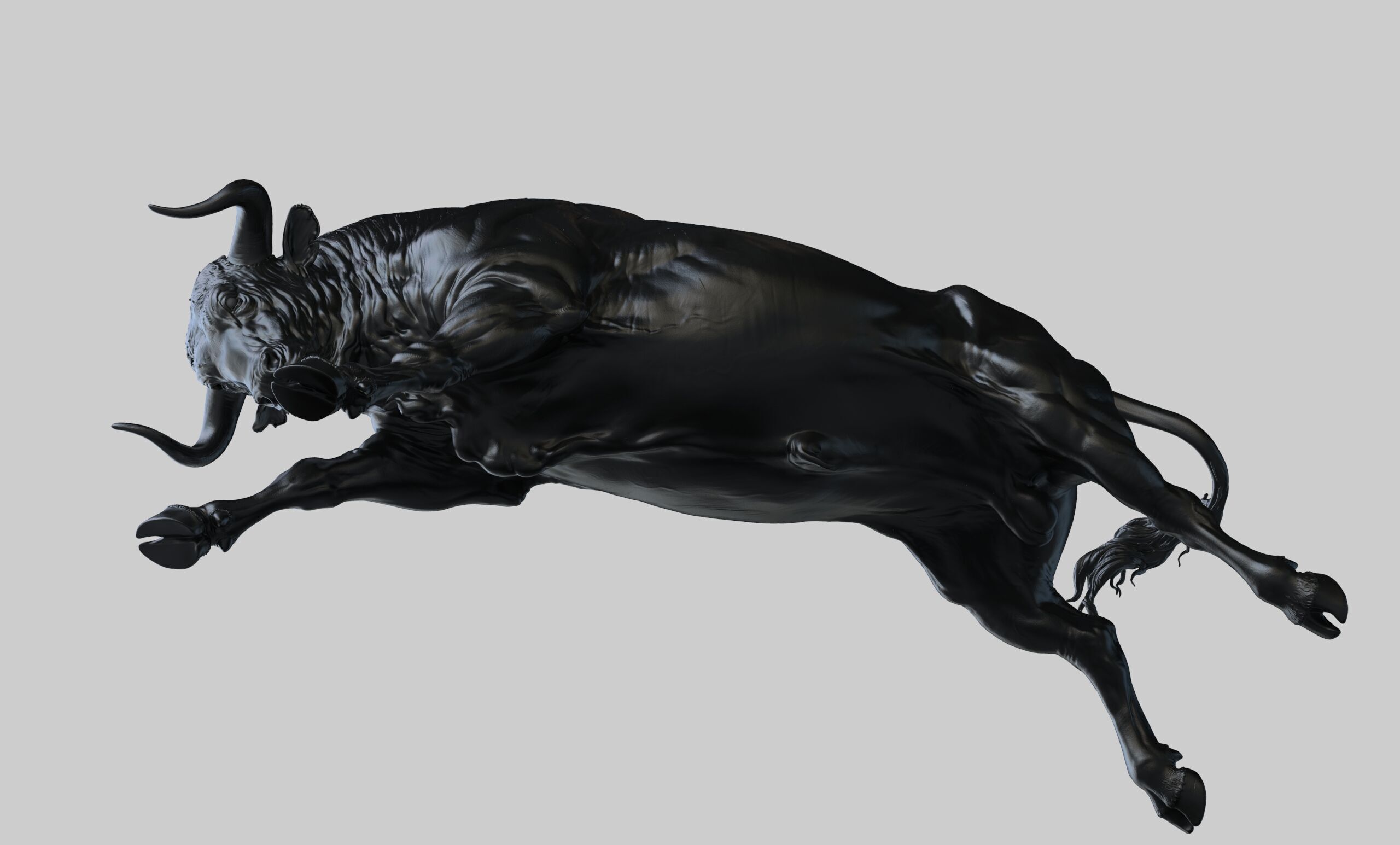 Jumping Bull   I   3D Sculpting 3D print model_14