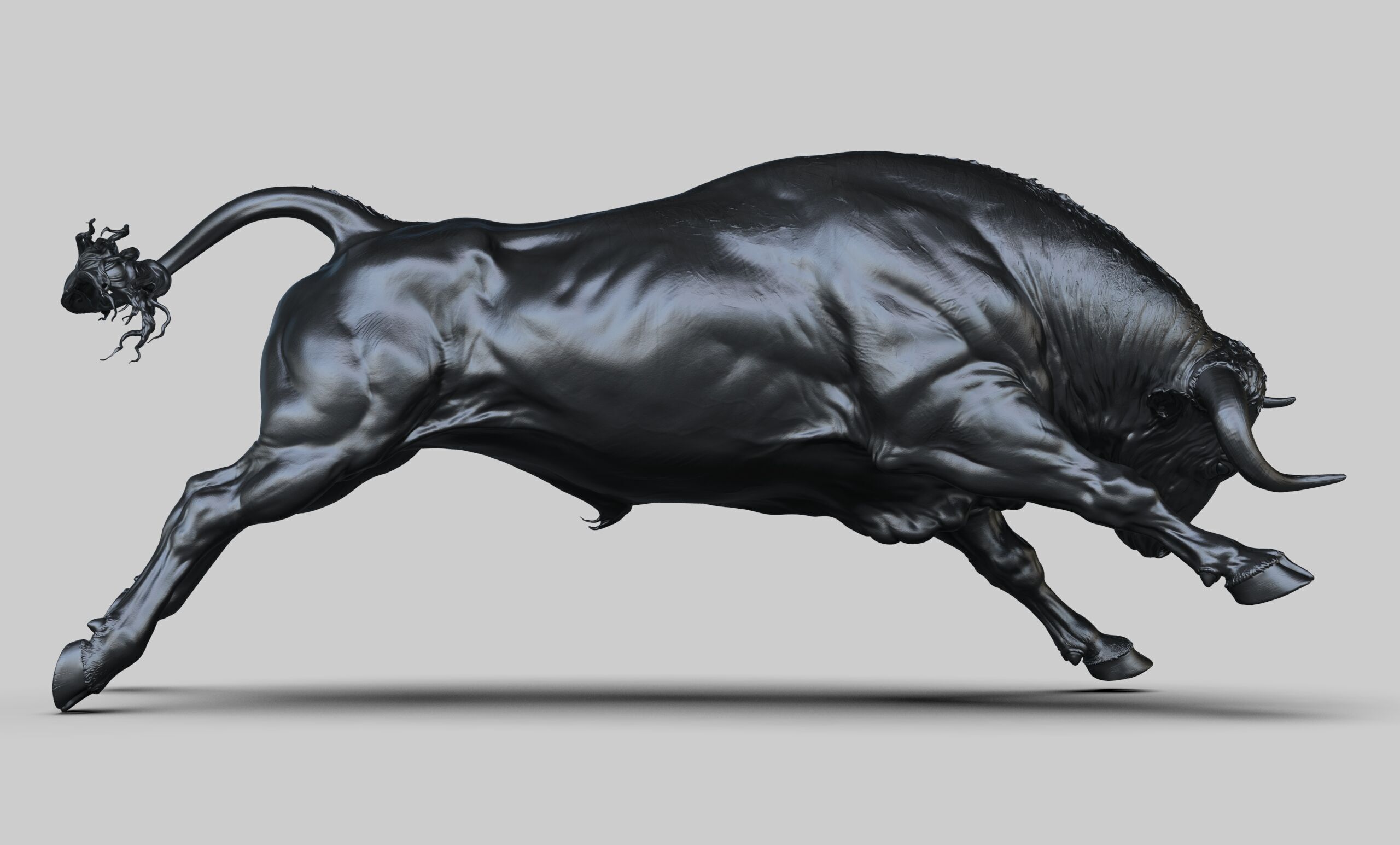 Jumping Bull   I   3D Sculpting 3D print model_8