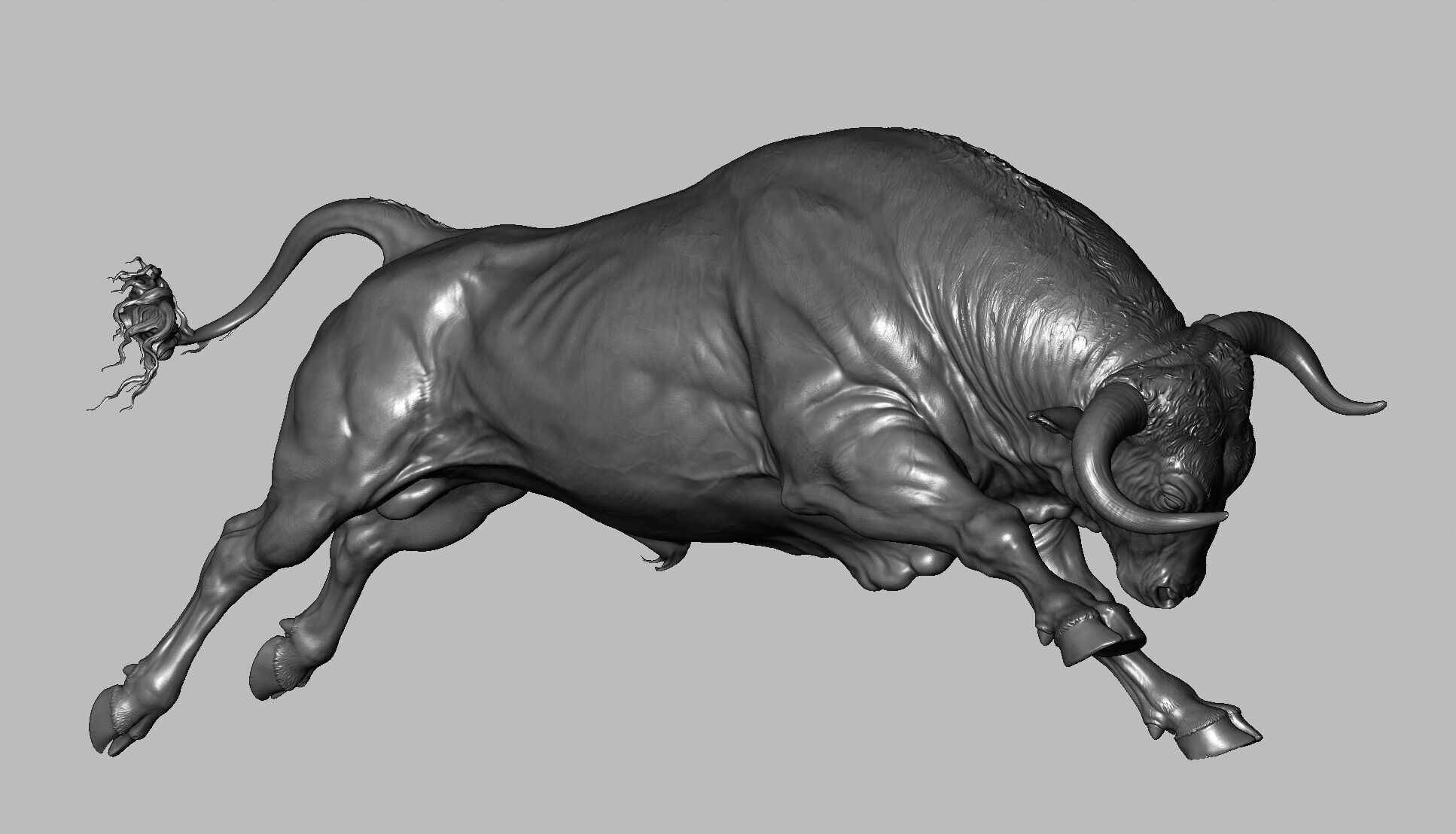 Jumping Bull   I   3D Sculpting 3D print model_25