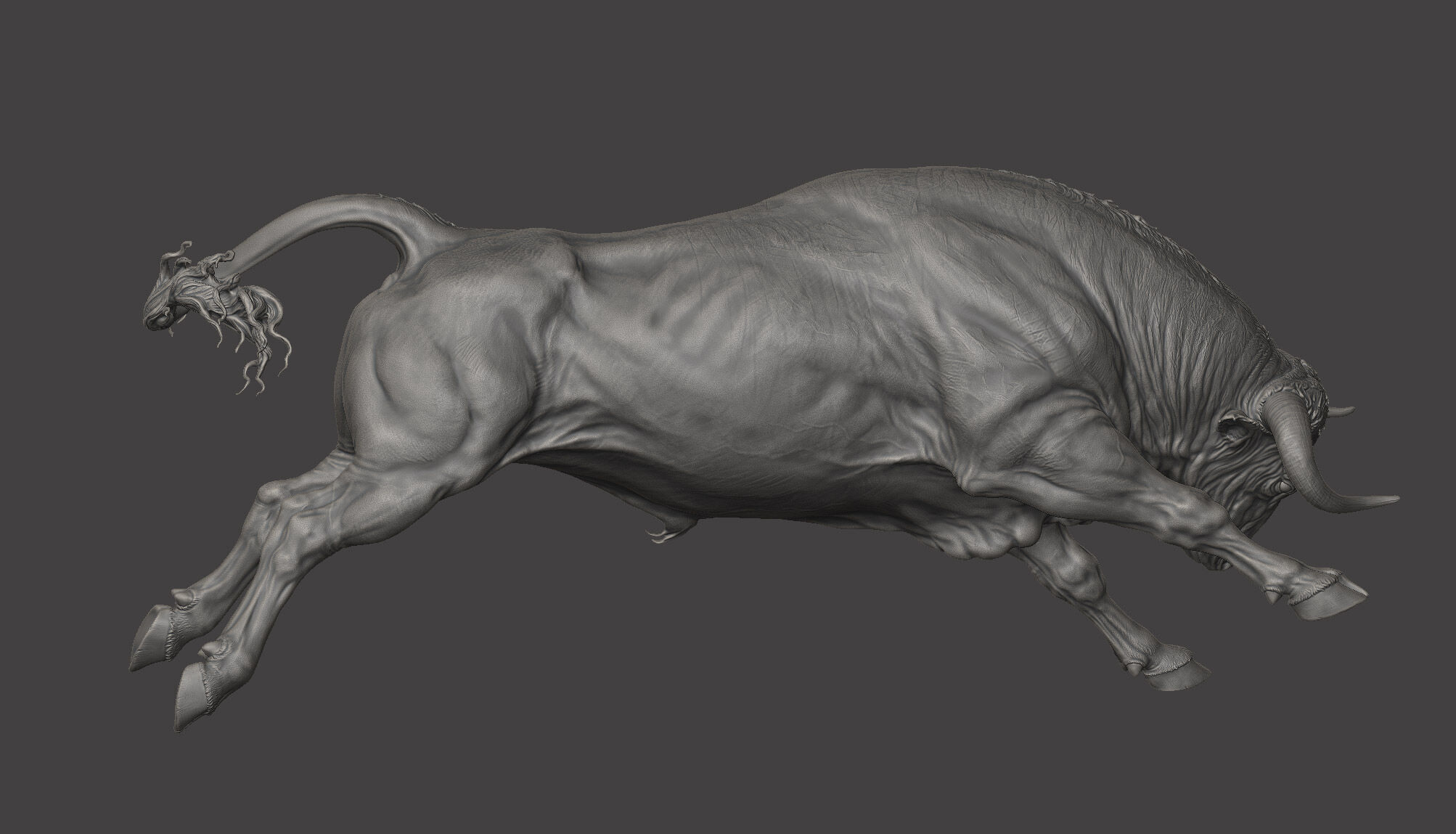 Jumping Bull   I   3D Sculpting 3D print model_29