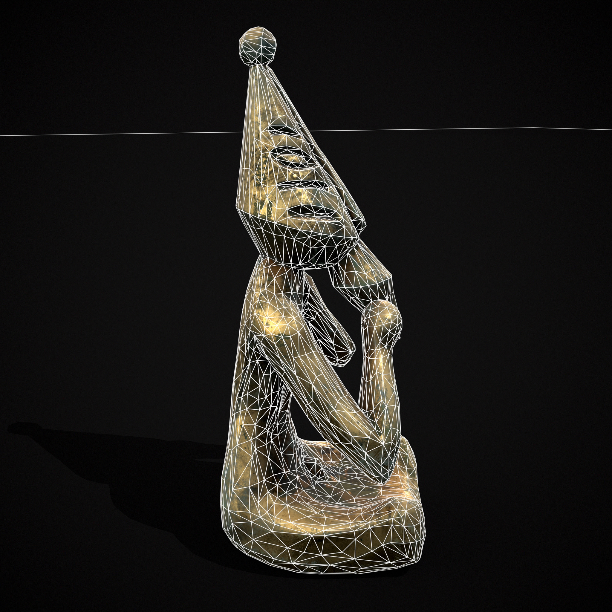 Viking Seated Figure Low-poly 3D model_4