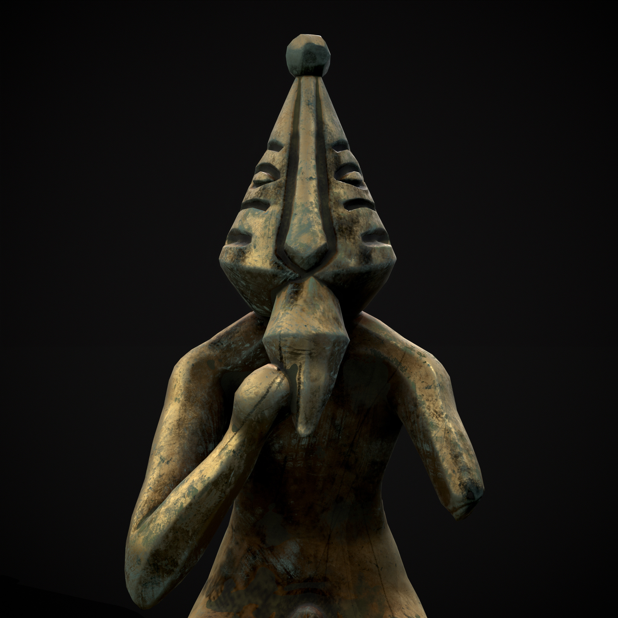 Viking Seated Figure Low-poly 3D model_17