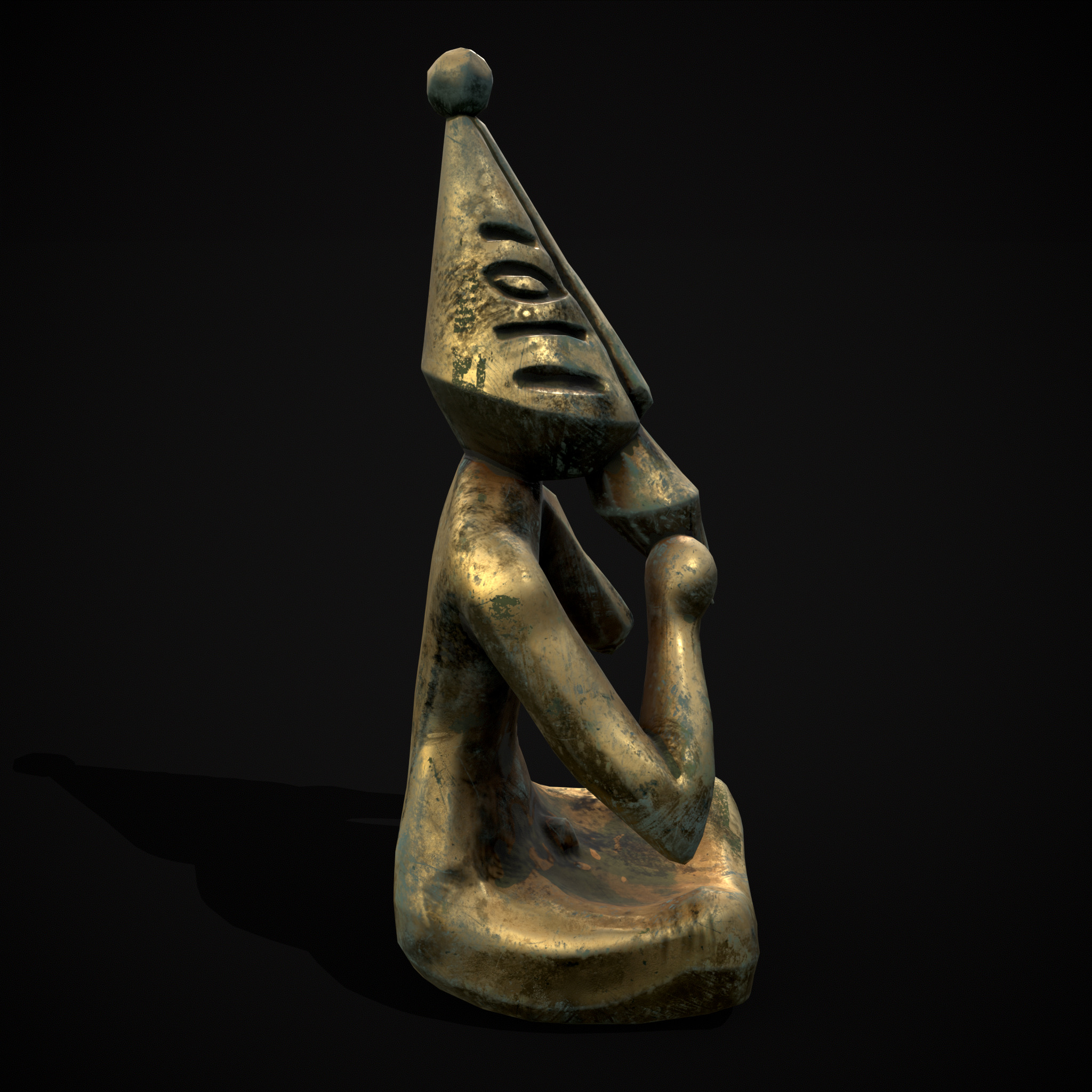 Viking Seated Figure Low-poly 3D model_3