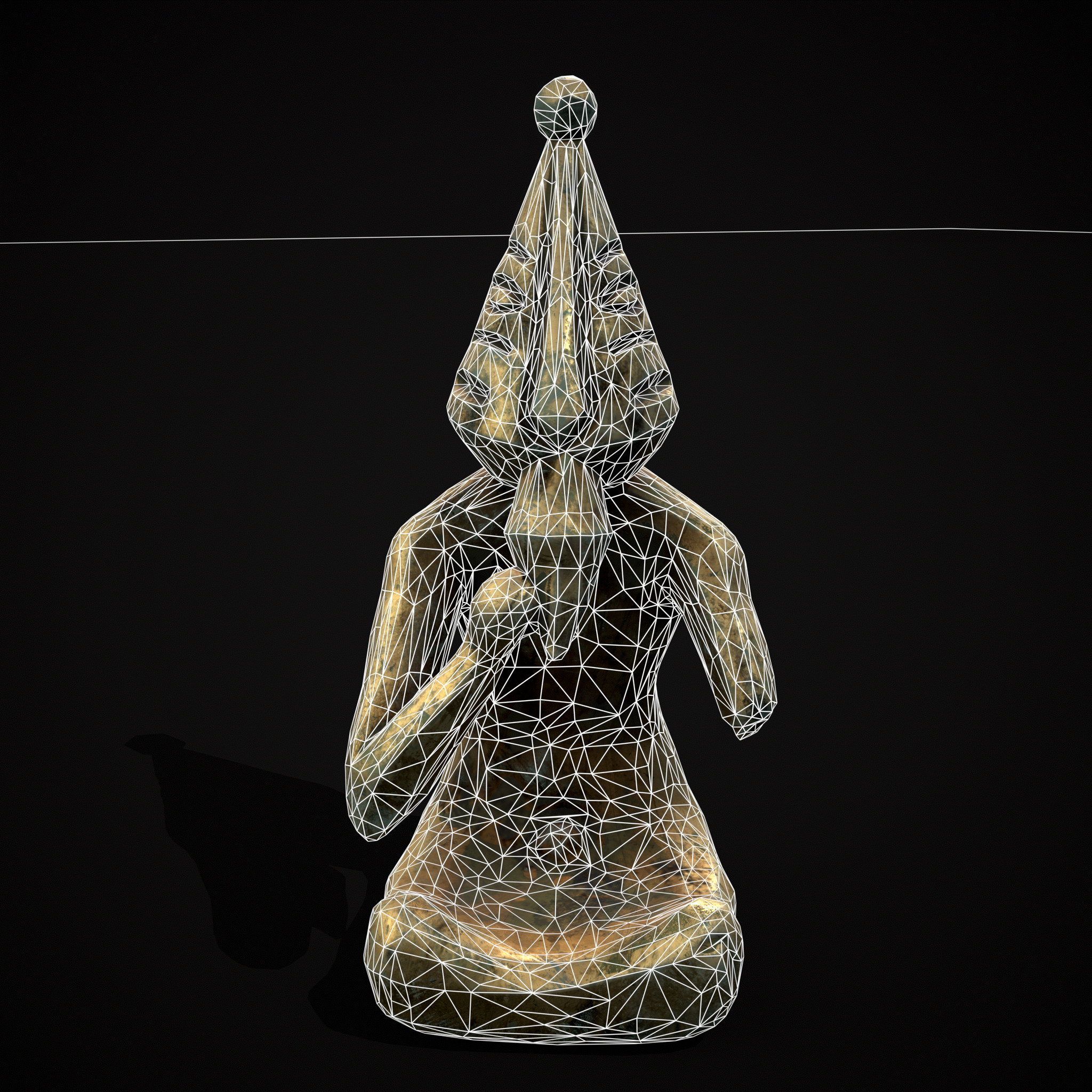 Viking Seated Figure Low-poly 3D model_16