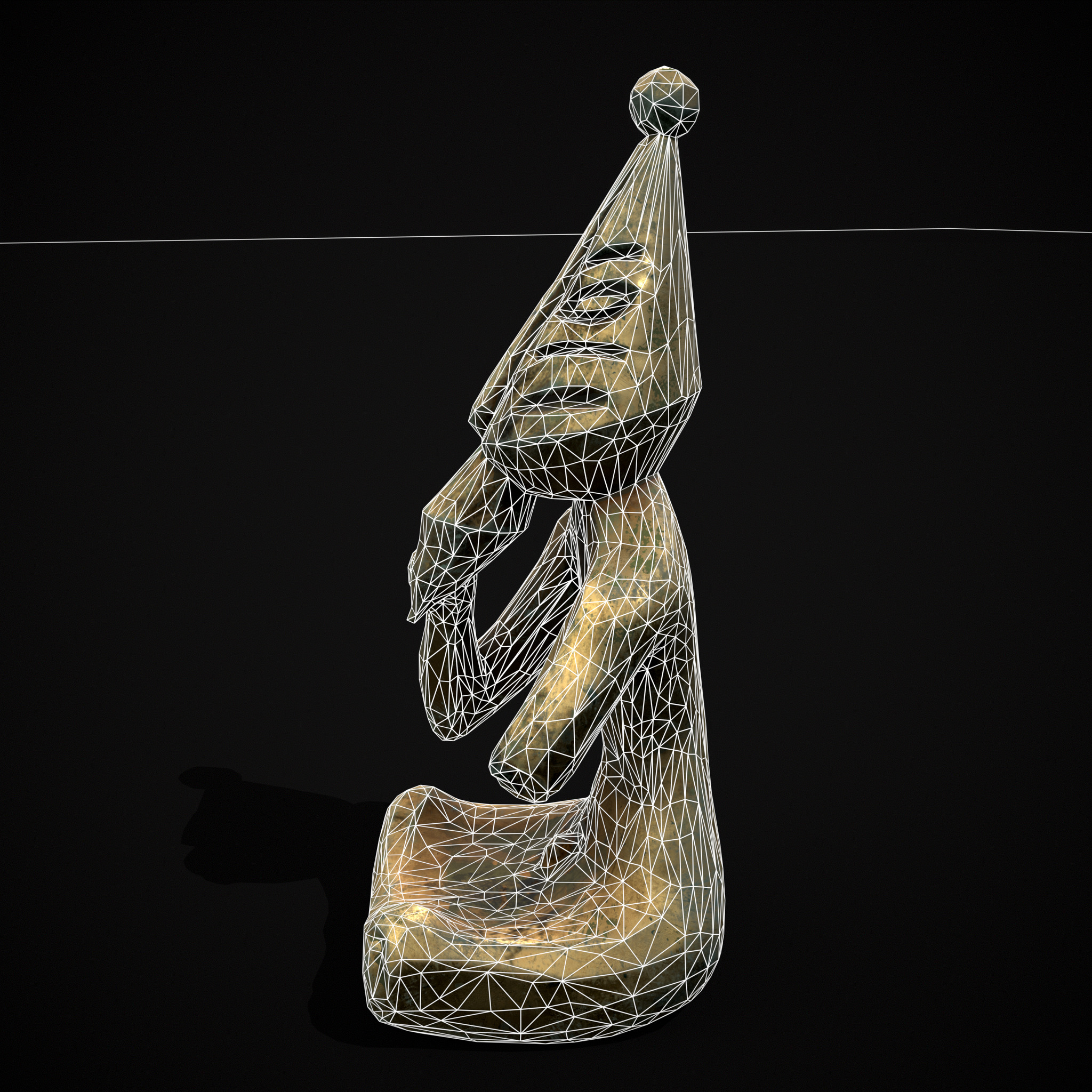 Viking Seated Figure Low-poly 3D model_12