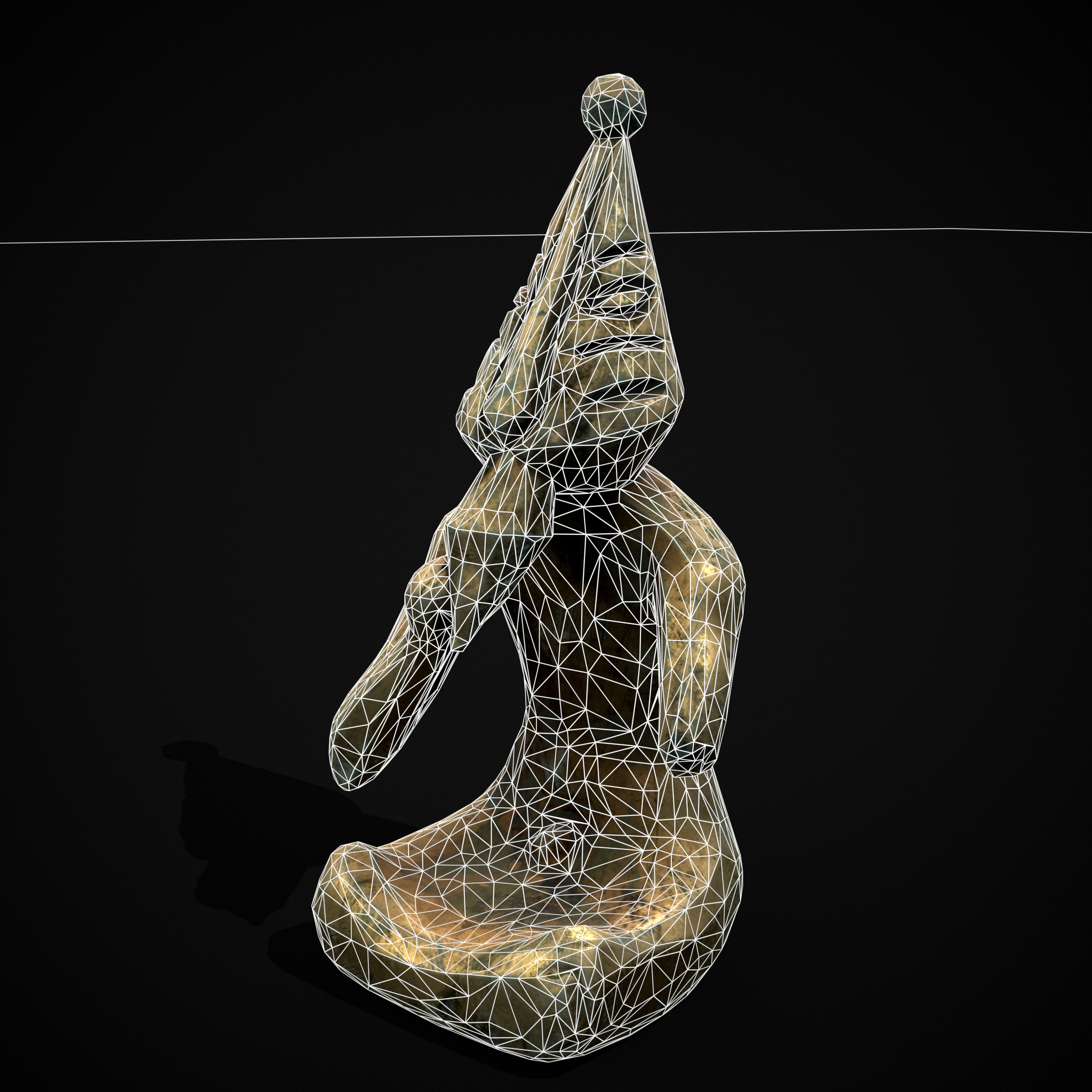 Viking Seated Figure Low-poly 3D model_14