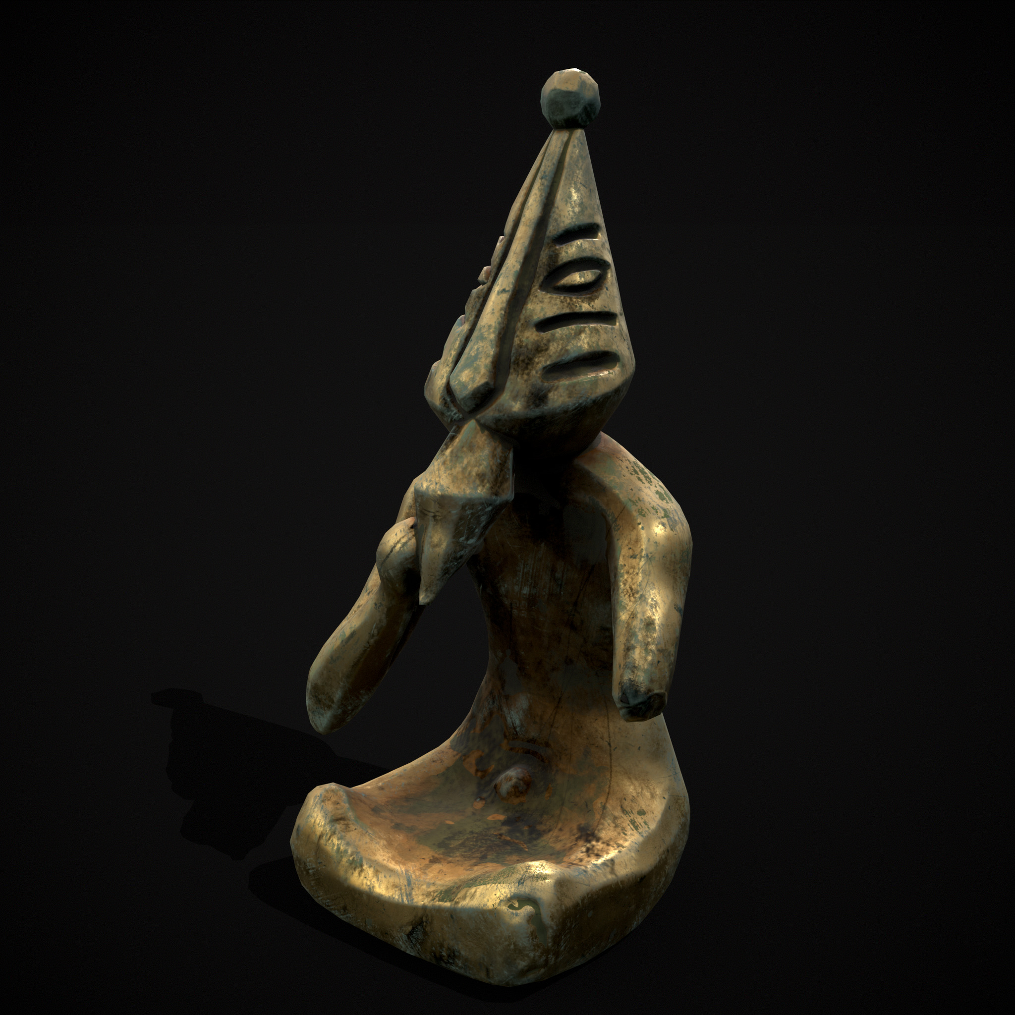 Viking Seated Figure Low-poly 3D model_13