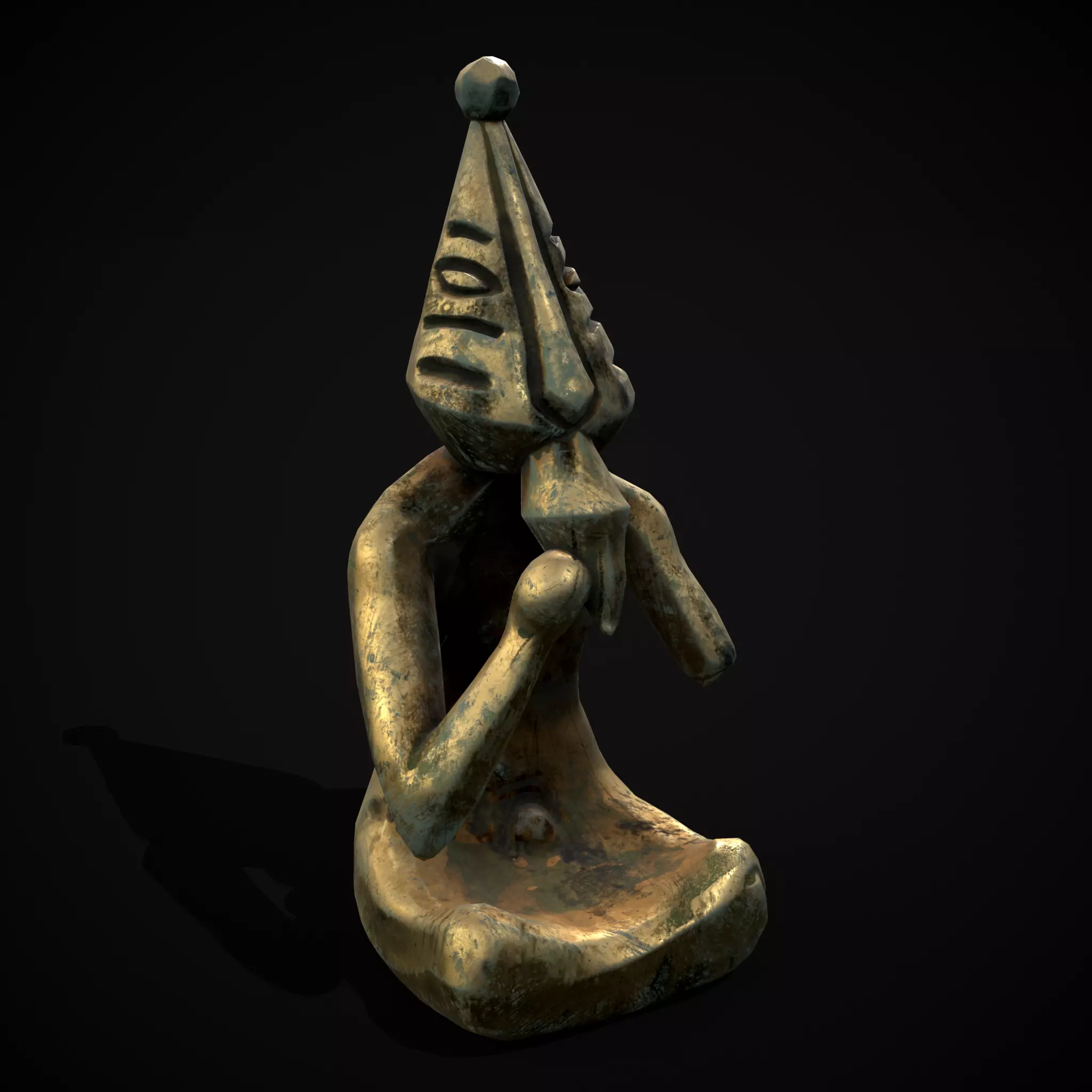 Viking Seated Figure Low-poly 3D model_0