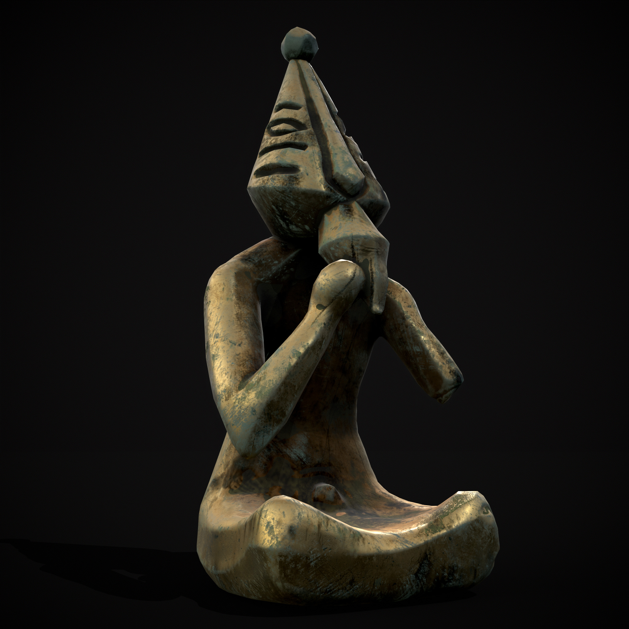 Viking Seated Figure Low-poly 3D model_20