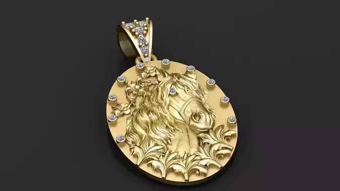 HORSE FACE COIN PENDANT 3D PRINTABLE MODEL