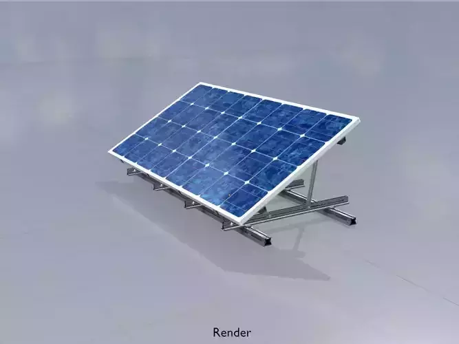 Solar module version 3 2x4m tilt angle 30 degrees with stand Low-poly 3D model