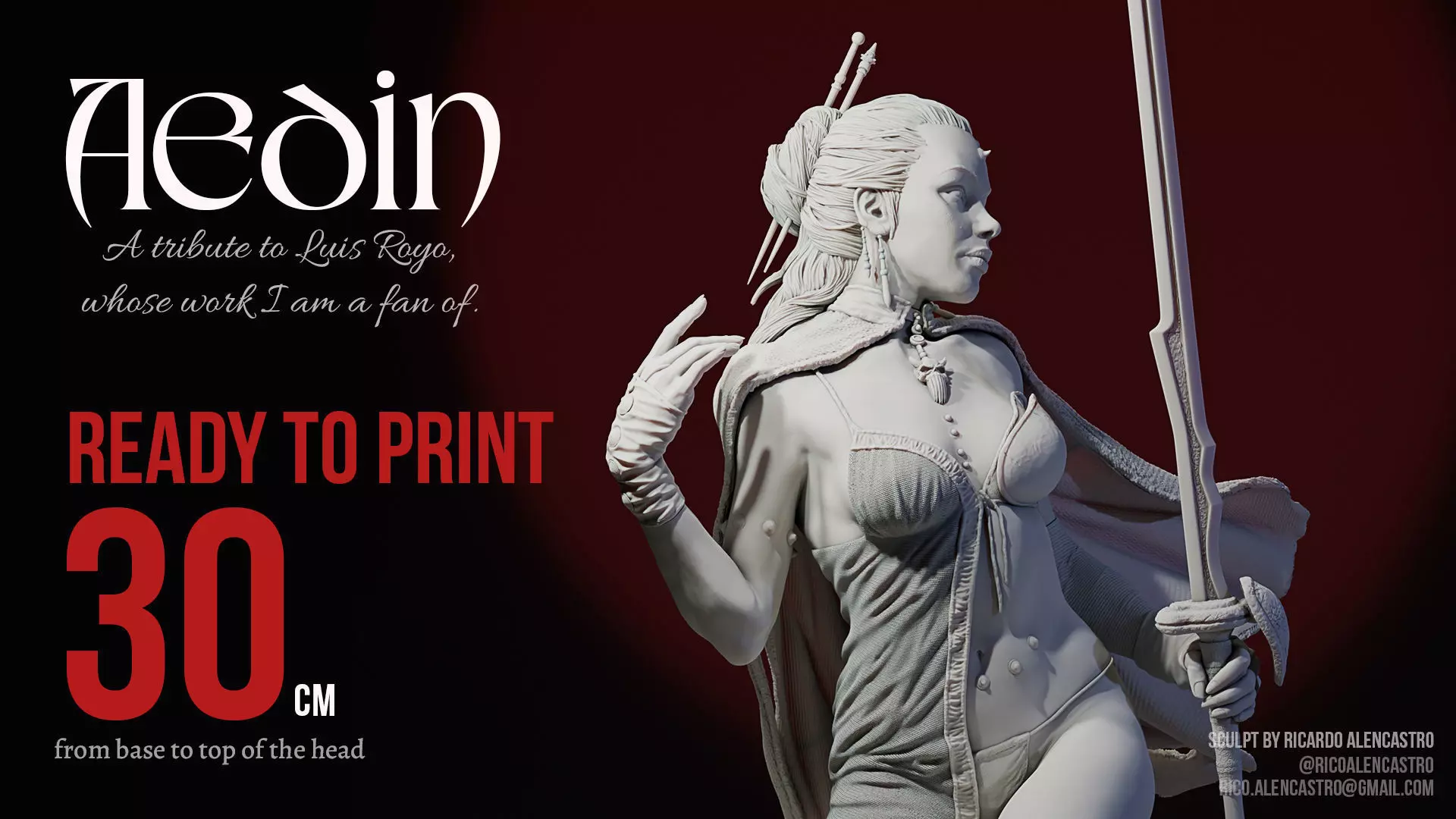 Aedin - Luis Royo tribute 3D print model_0