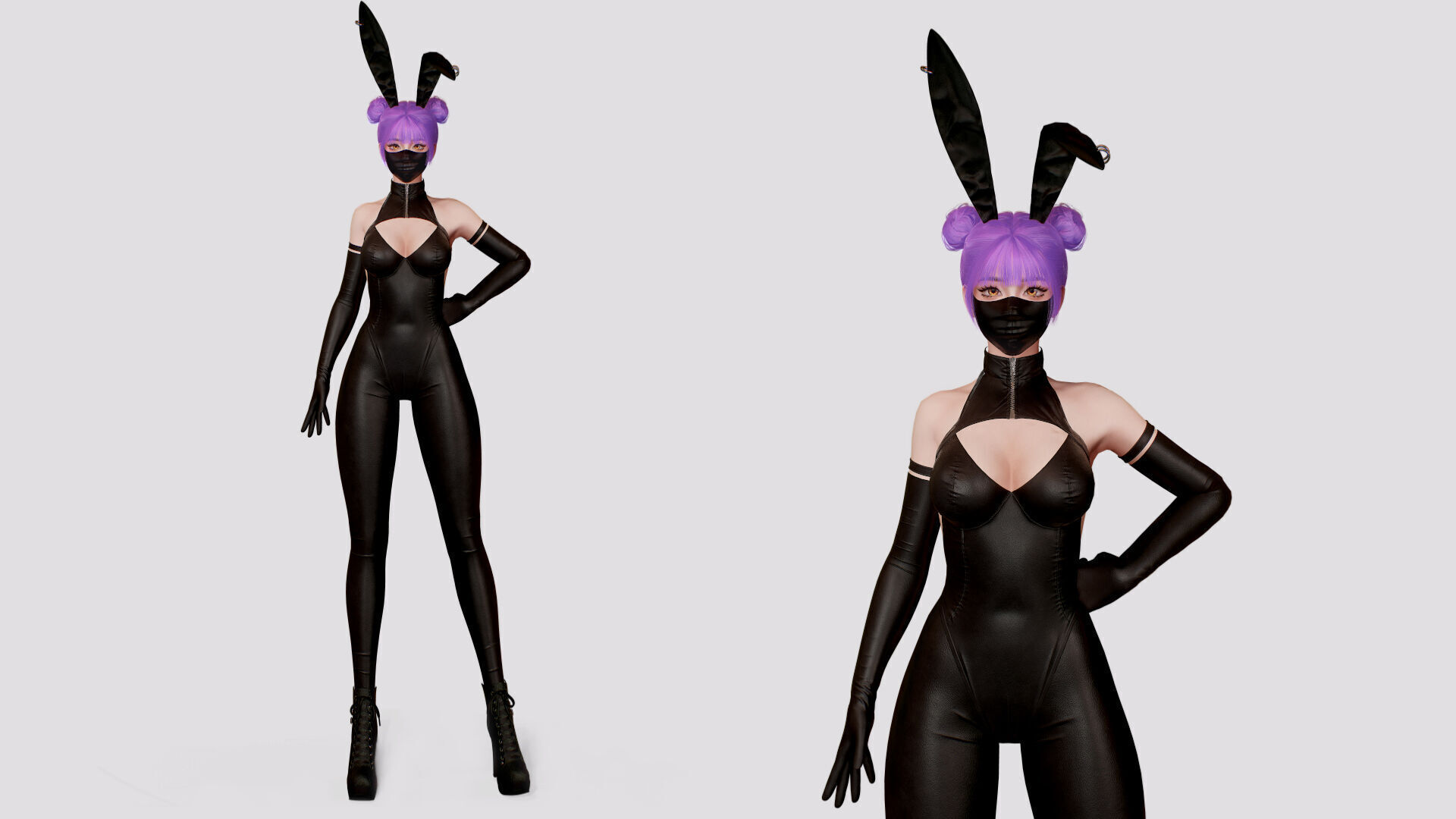 Customizable Bunny Girls Low-poly 3D model_5