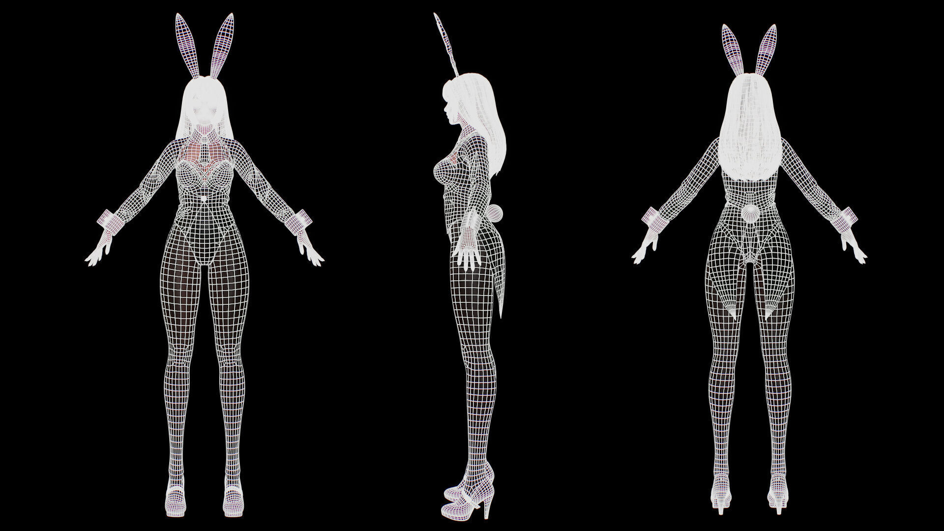 Customizable Bunny Girls Low-poly 3D model_19