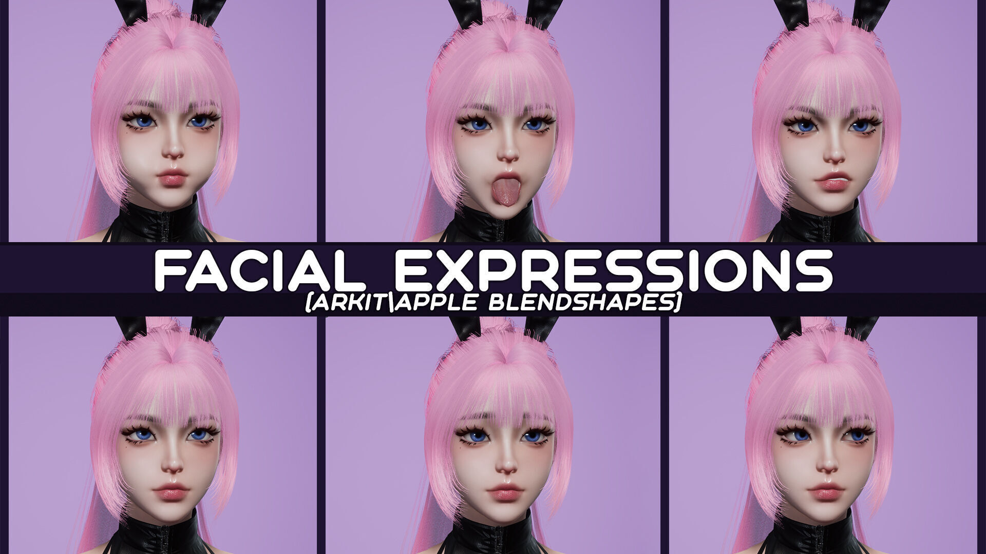 Customizable Bunny Girls Low-poly 3D model_13