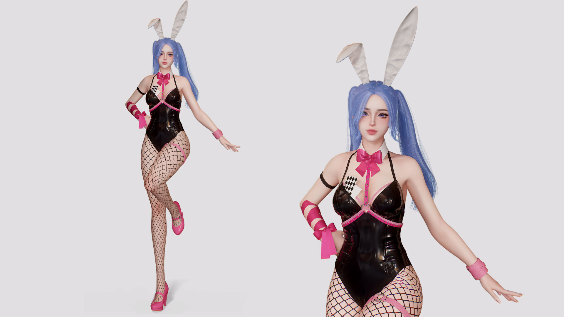 Customizable Bunny Girls Low-poly 3D model_3