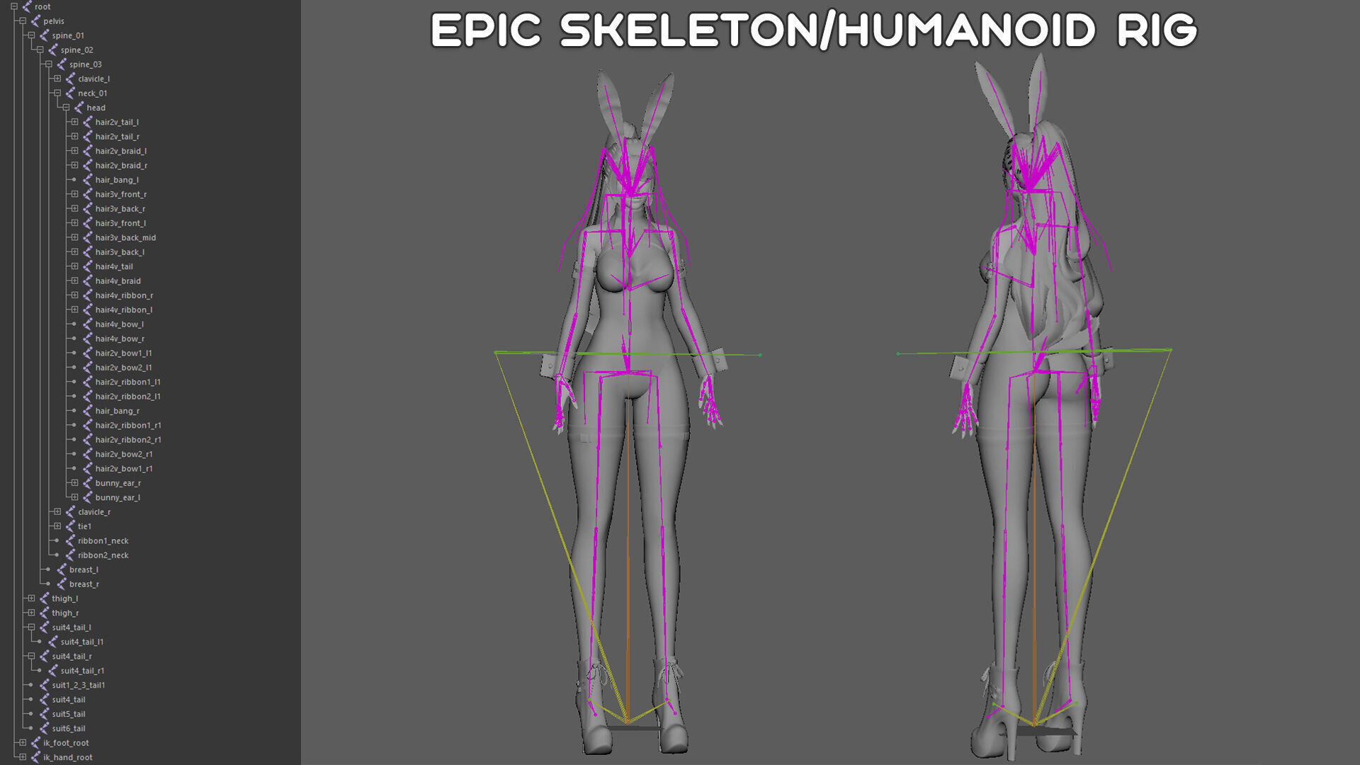 Customizable Bunny Girls Low-poly 3D model_17