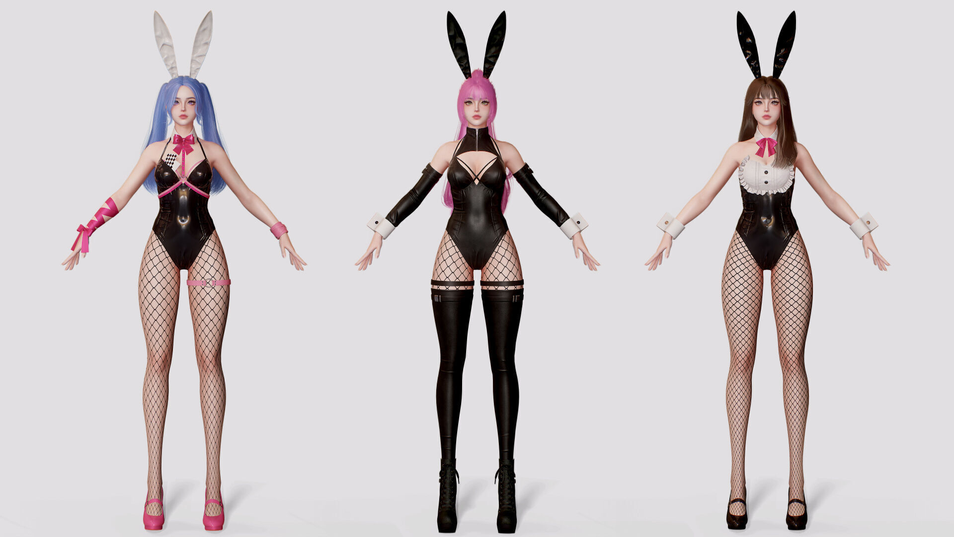 Customizable Bunny Girls Low-poly 3D model_8