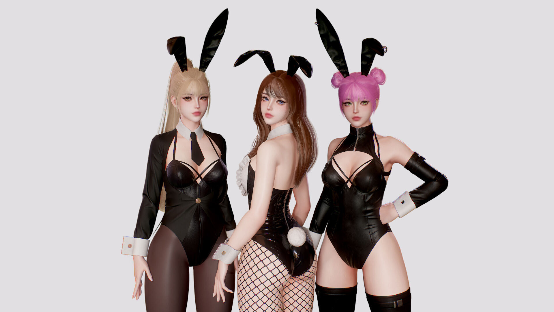 Customizable Bunny Girls Low-poly 3D model_2