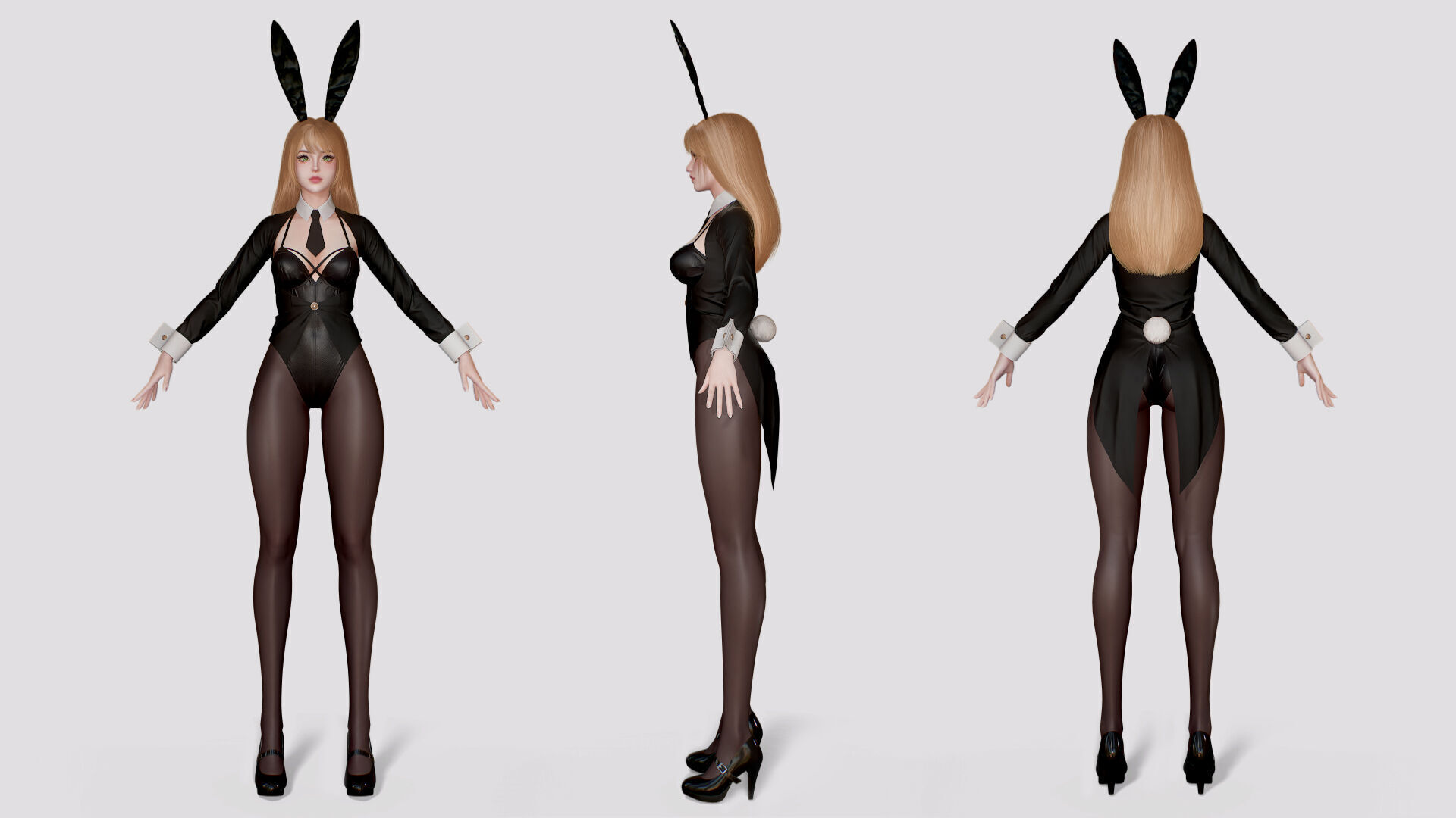 Customizable Bunny Girls Low-poly 3D model_18