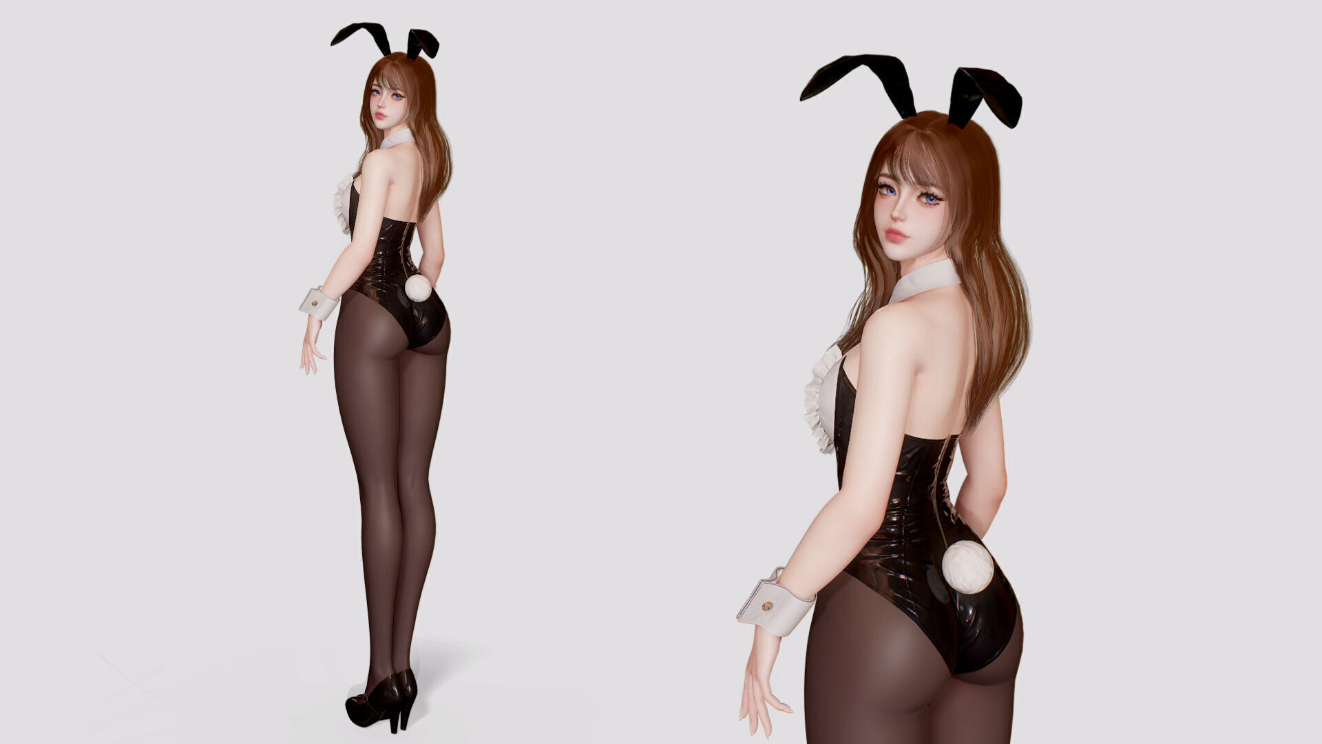 Customizable Bunny Girls Low-poly 3D model_4