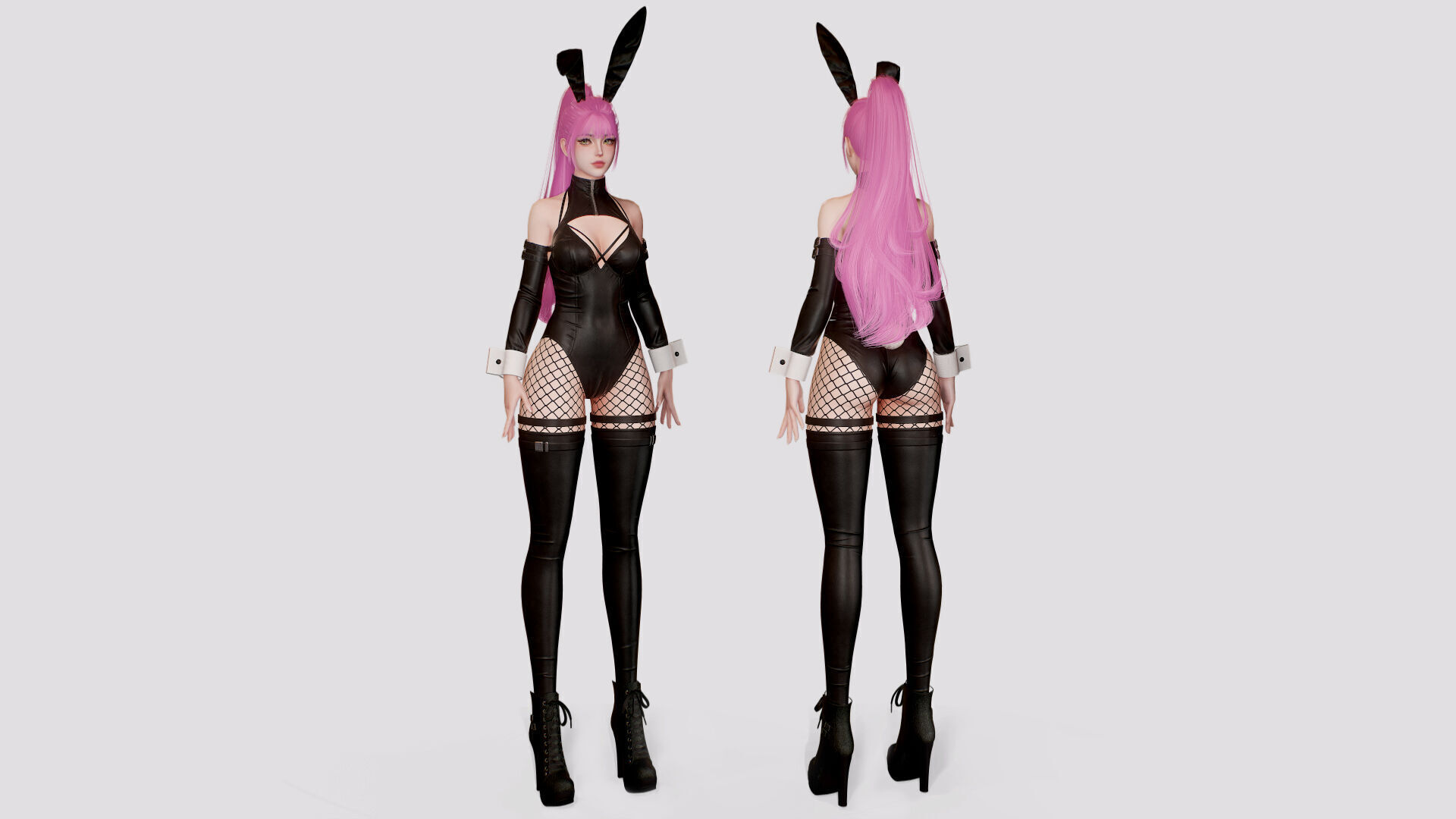 Customizable Bunny Girls Low-poly 3D model_6