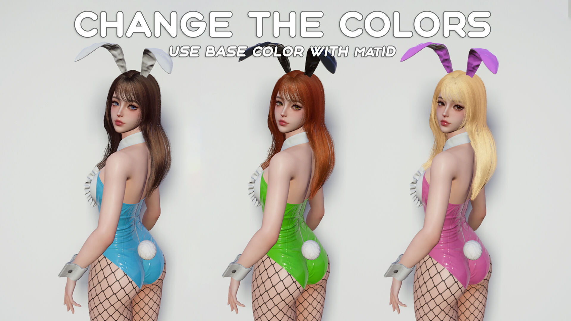 Customizable Bunny Girls Low-poly 3D model_11