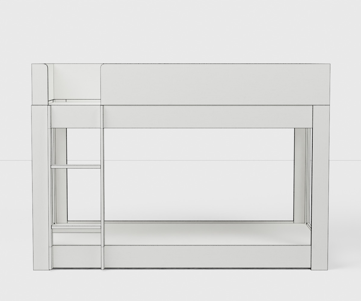 Milo Twin Bunk Bed Low-poly 3D model_1