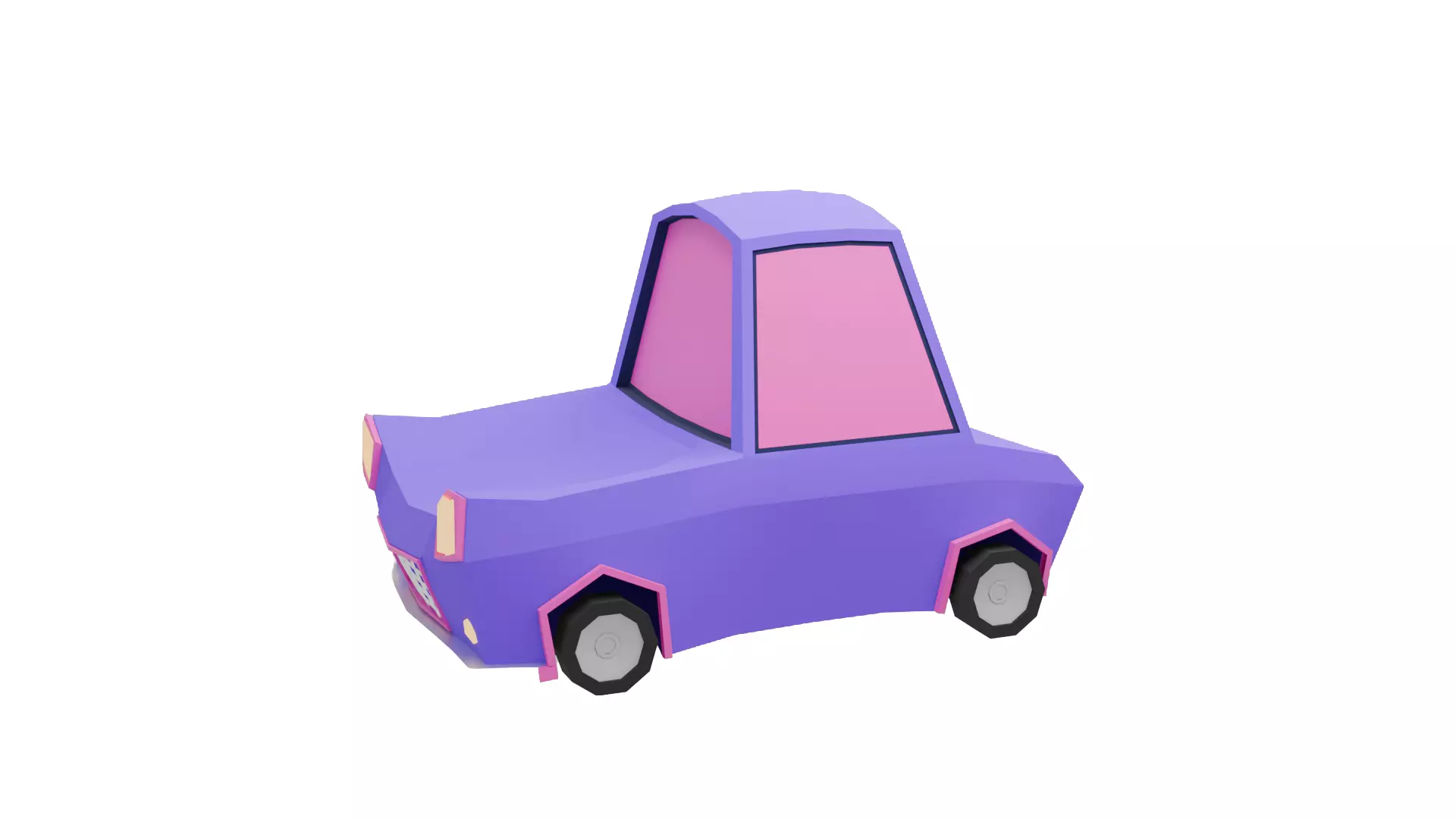 Cartoon Car Low-poly 3D model_0