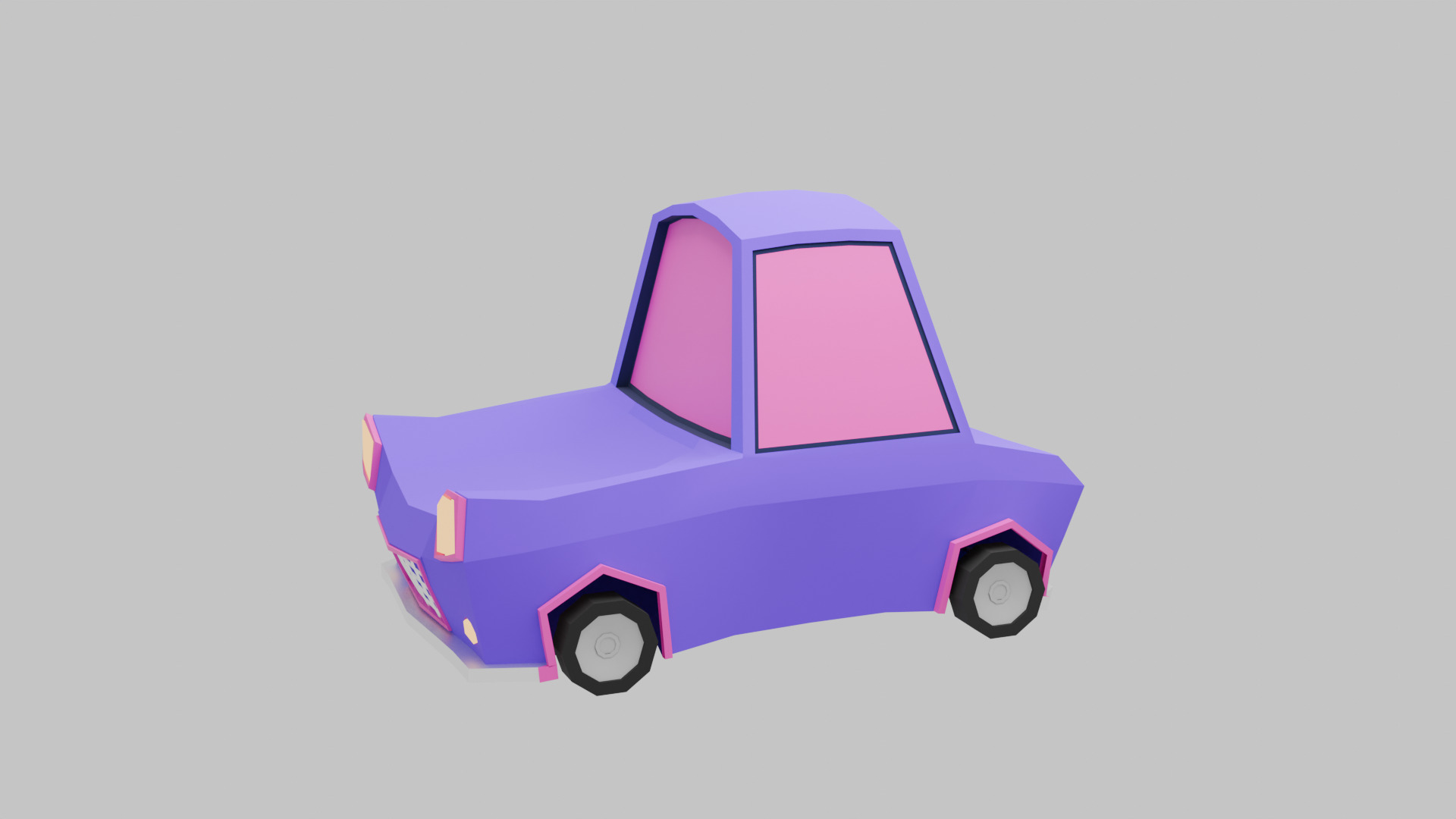 Cartoon Car Low-poly 3D model_1