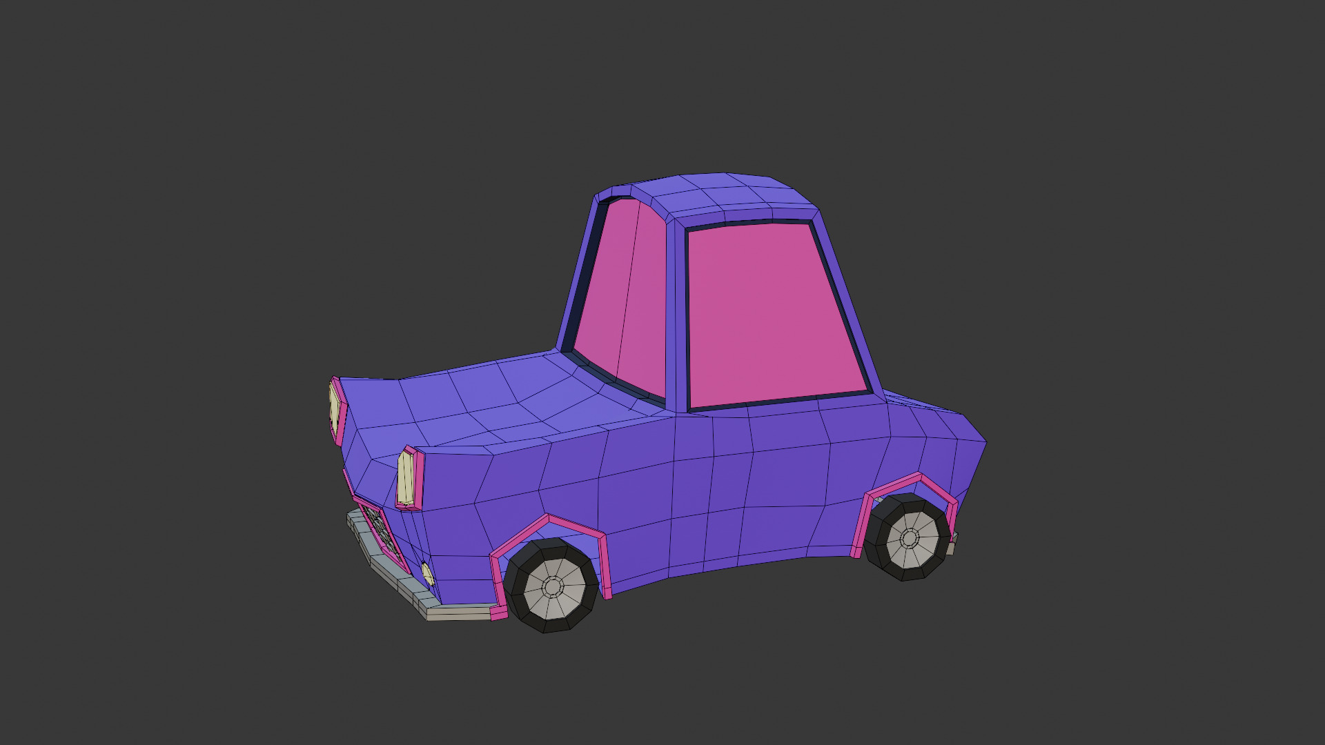 Cartoon Car Low-poly 3D model_5