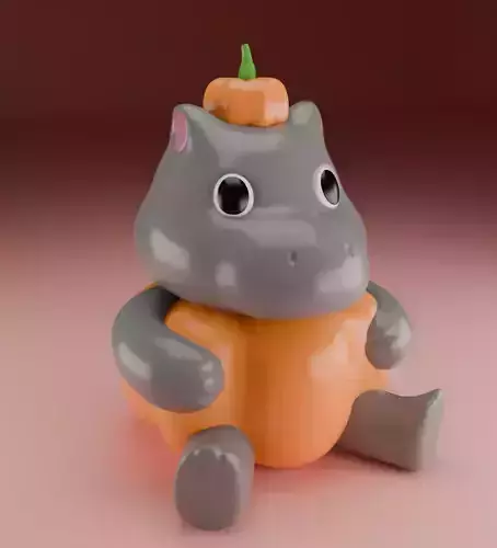 Hippo Bippo pumpkin figure 3D model for 3D print 3D print model