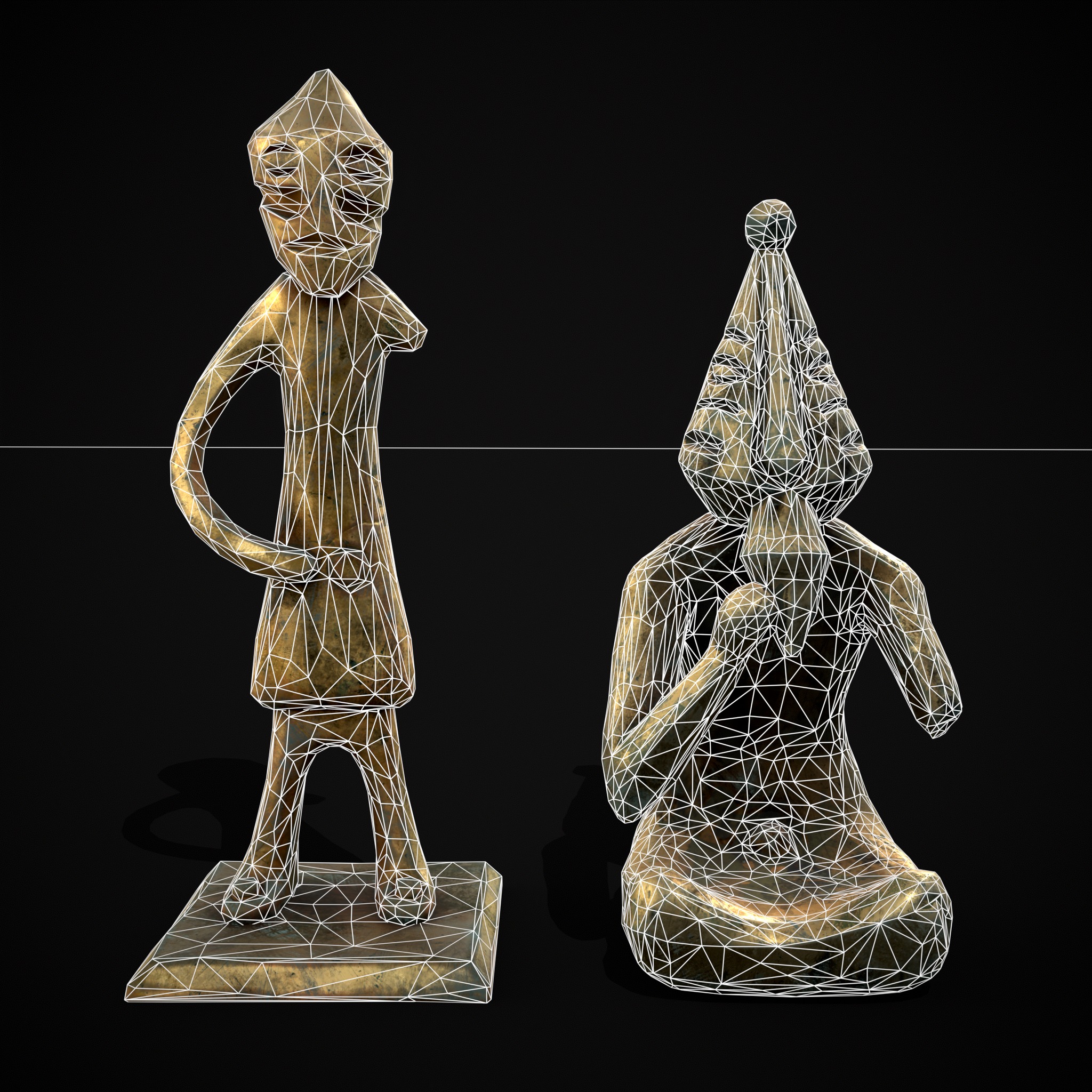 Viking Seated and Standing Statues 3D Model Collection_4