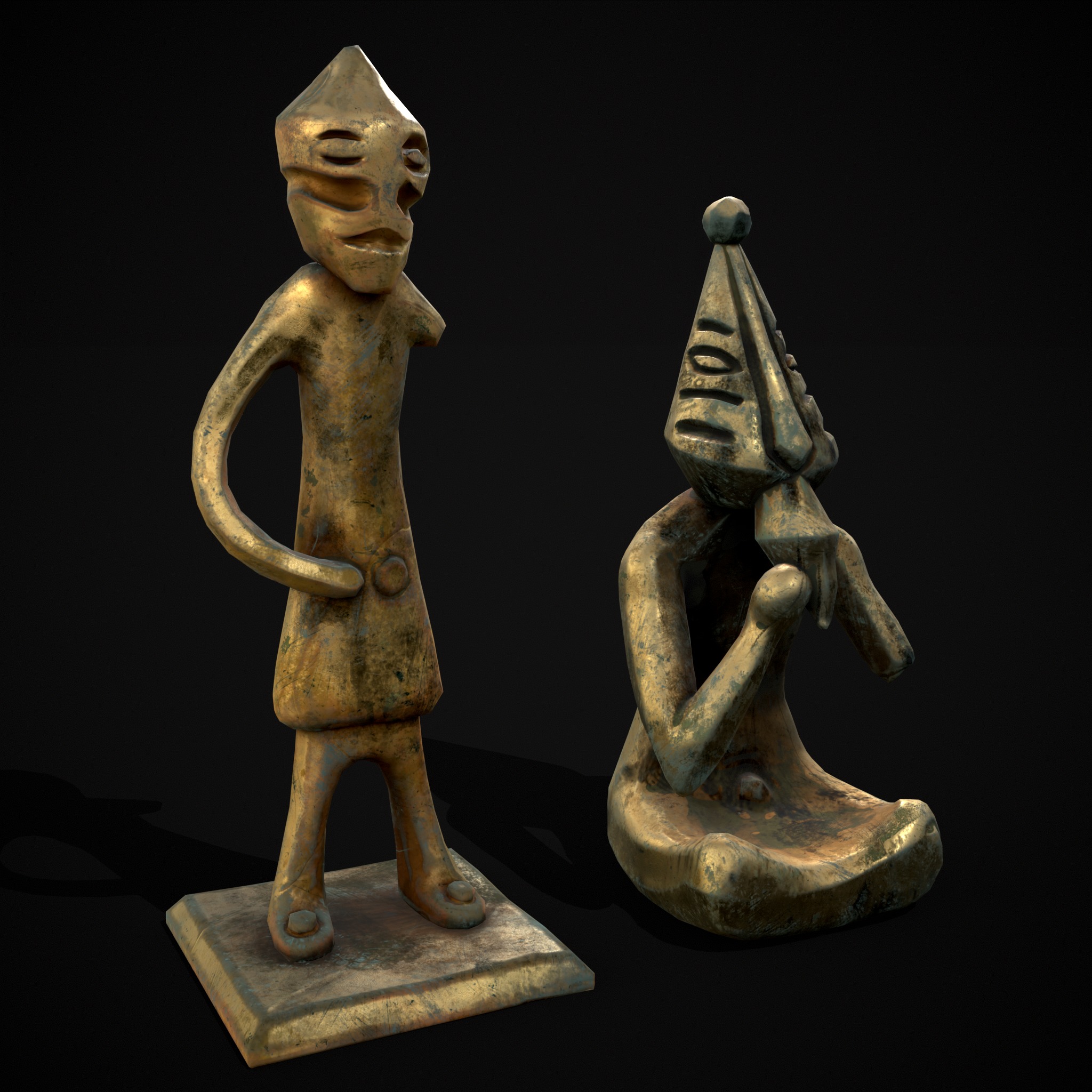 Viking Seated and Standing Statues 3D Model Collection_11