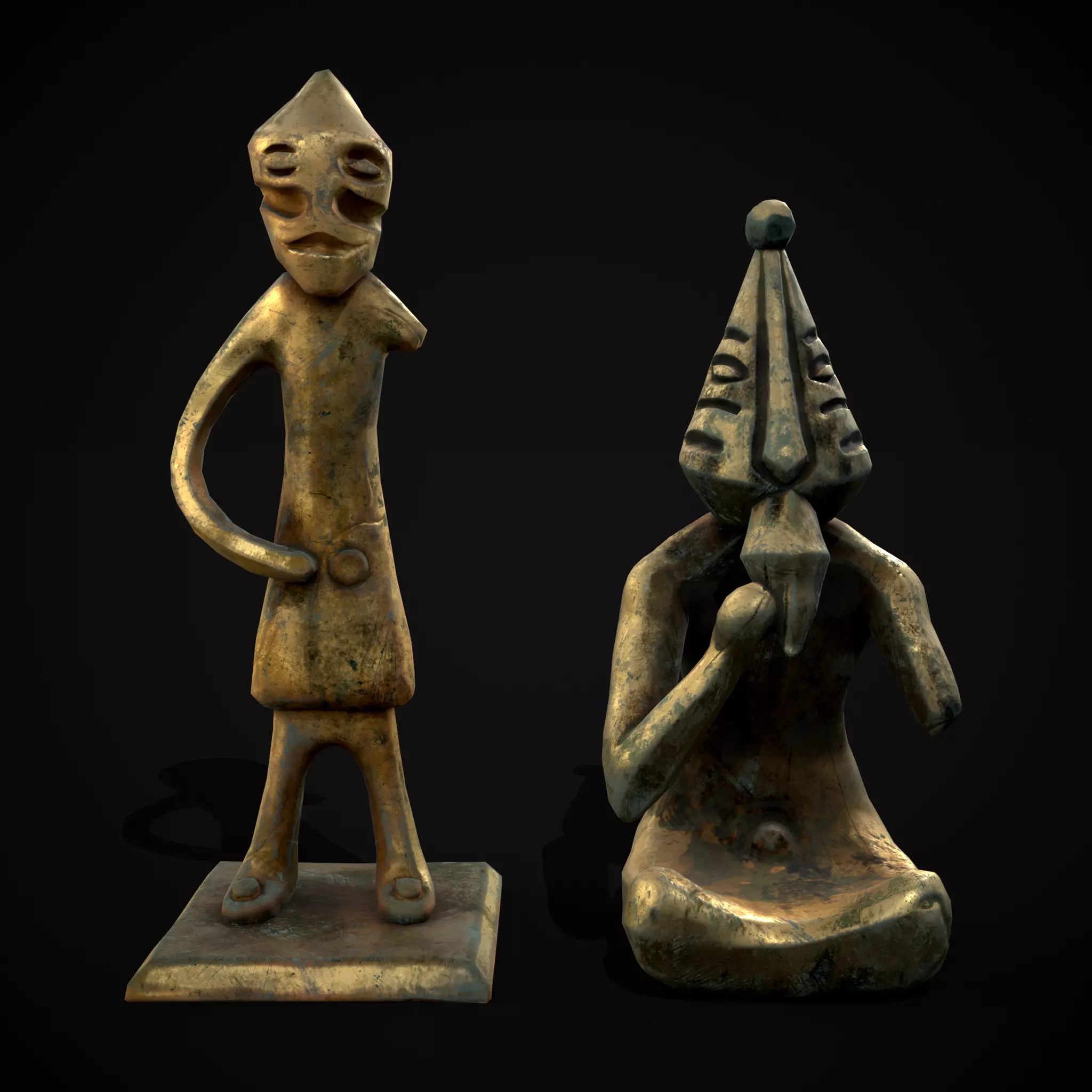 Viking Seated and Standing Statues 3D Model Collection_0