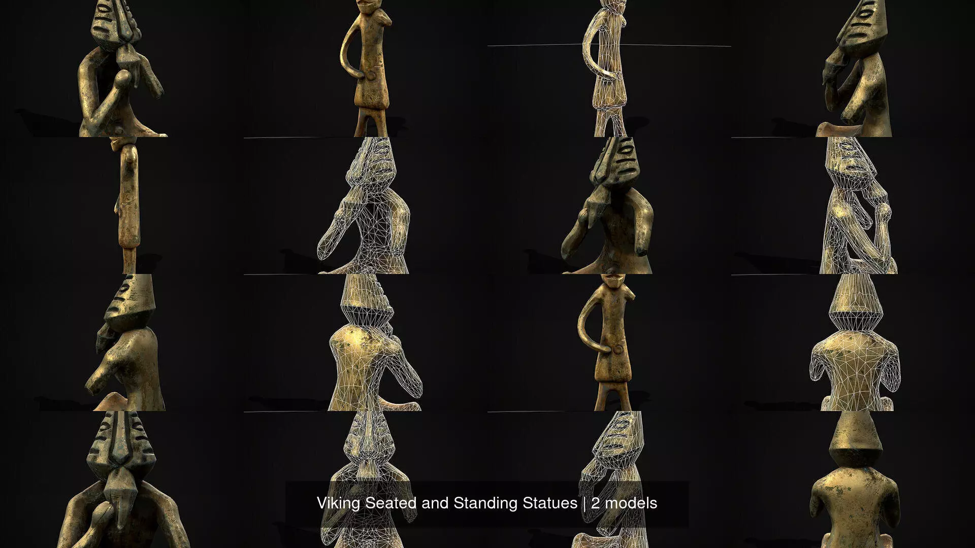 Viking Seated and Standing Statues 3D Model Collection_3