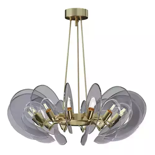 Moderne Smoke Blue Glass Panel Chandelier