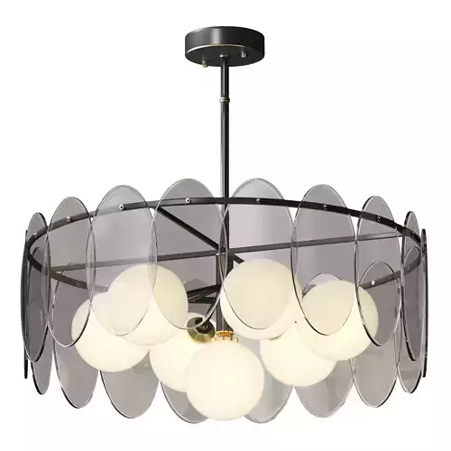 Sphere Copper Glass 7 Light Chandelier