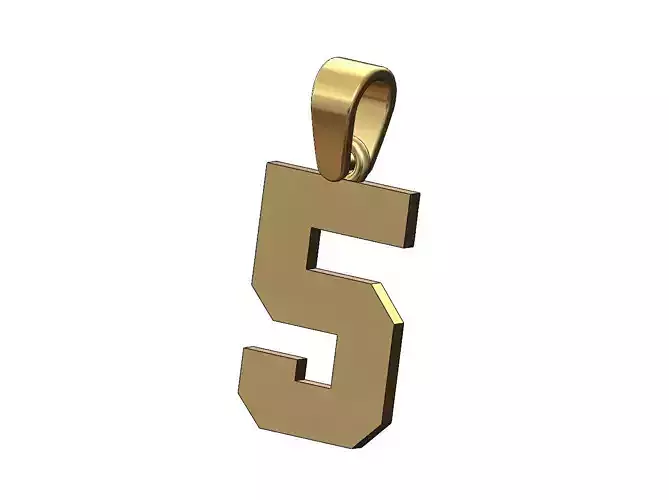 NBA font number 5 pendant charm with bail