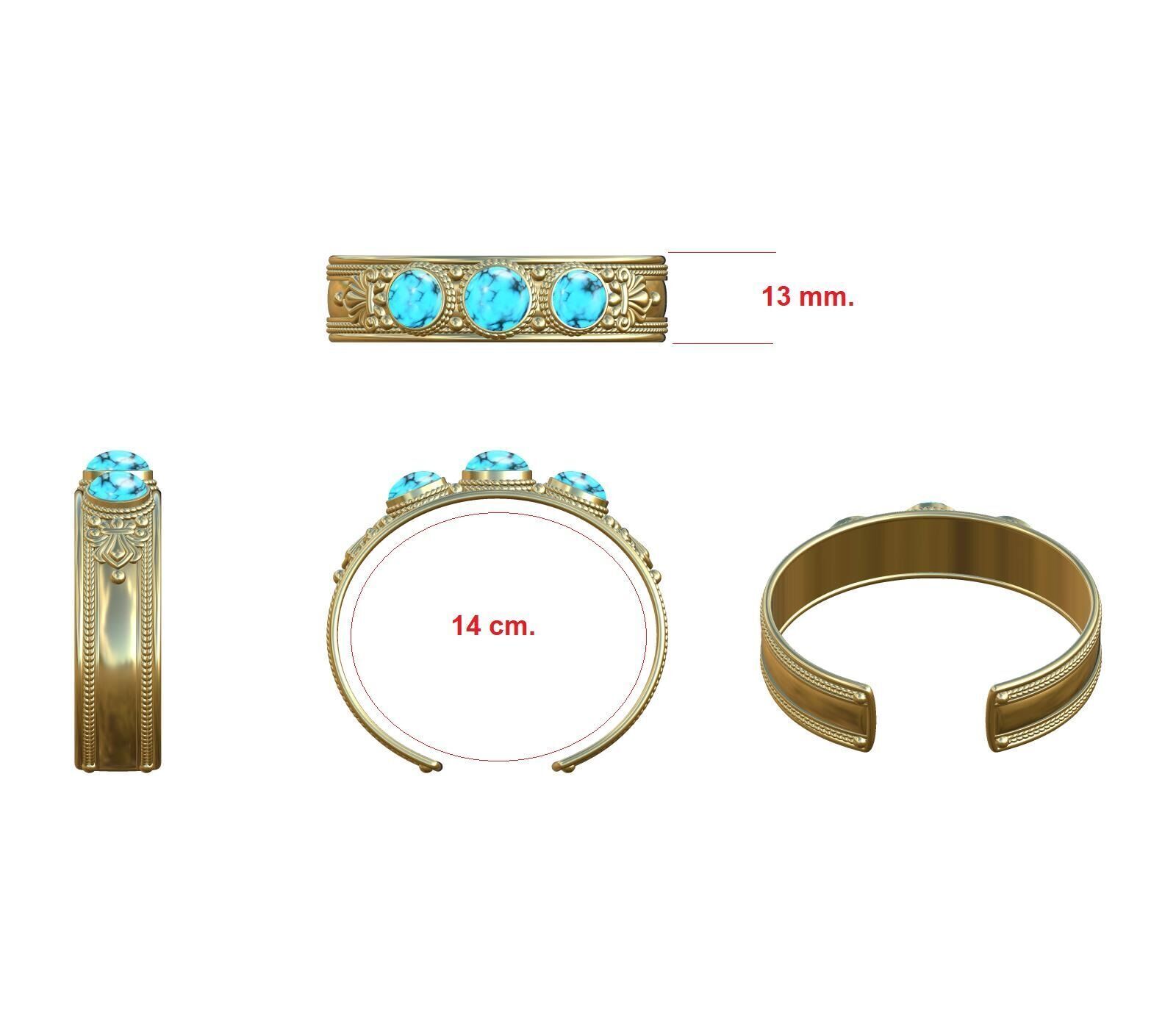 Turquoise Bracelet 3D print model_1