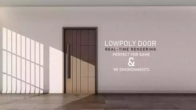 Chocolate Oak Low-Poly Door for Real-Time Rendering Door 5 Low-poly 3D model