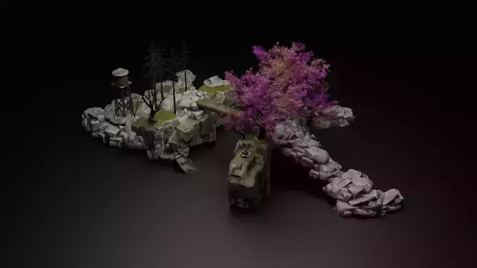 Wooden Bridge low poly 3d model 