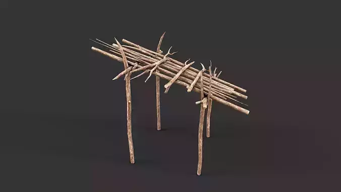 Primitive Wood Stick Jungle Shelter 14