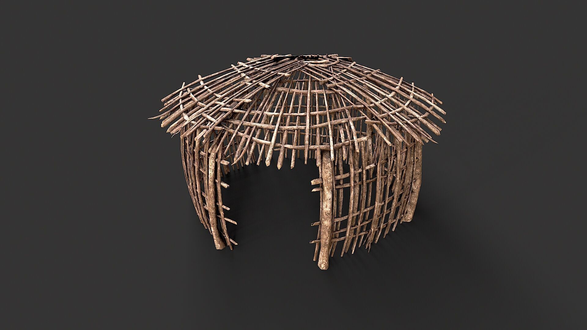 Primitive Wood Stick Jungle Shelter 15 Low-poly 3D model_3